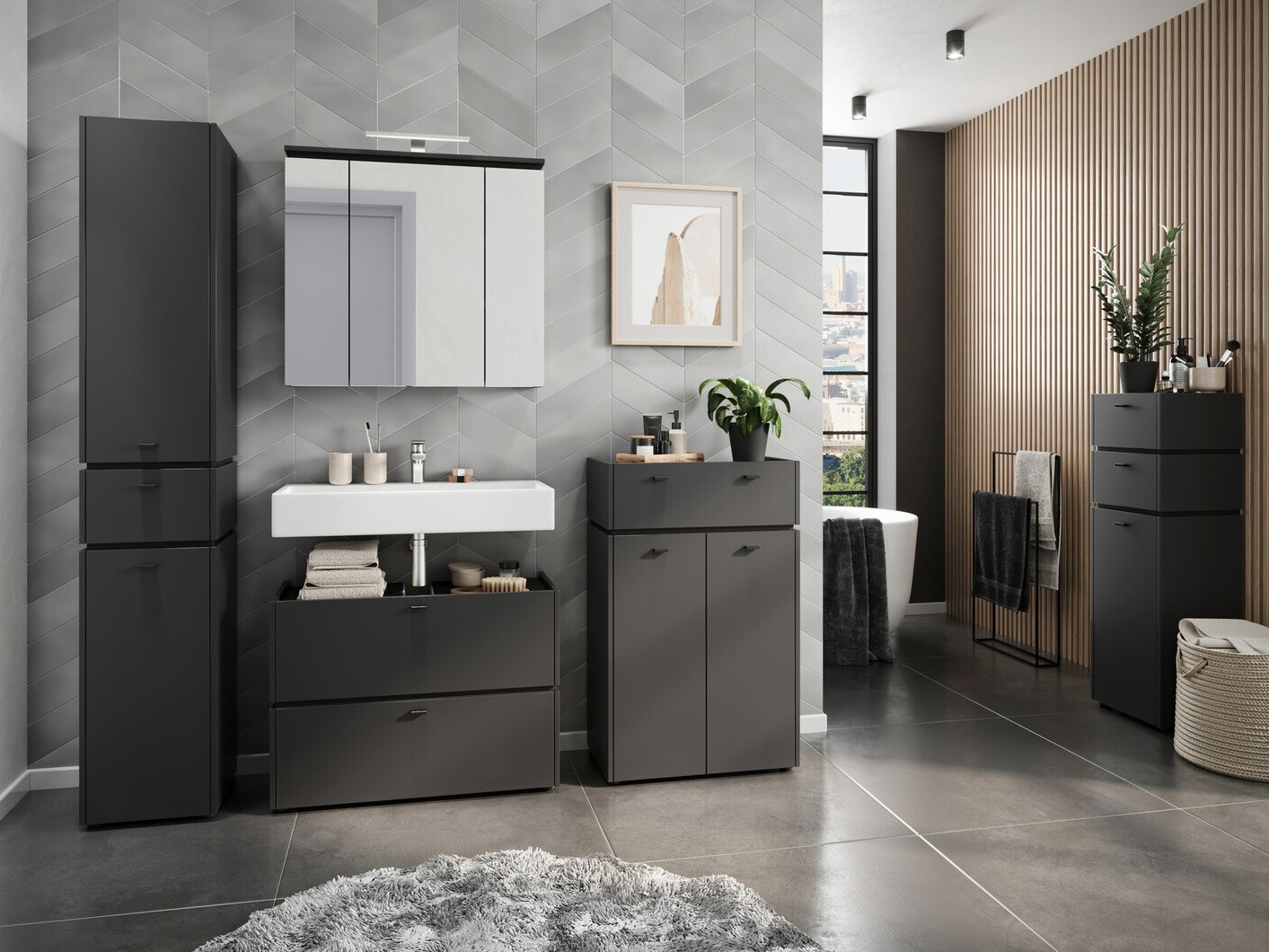 Samostojeći kupaonski ormarić Larsalu 103 (Grafit)