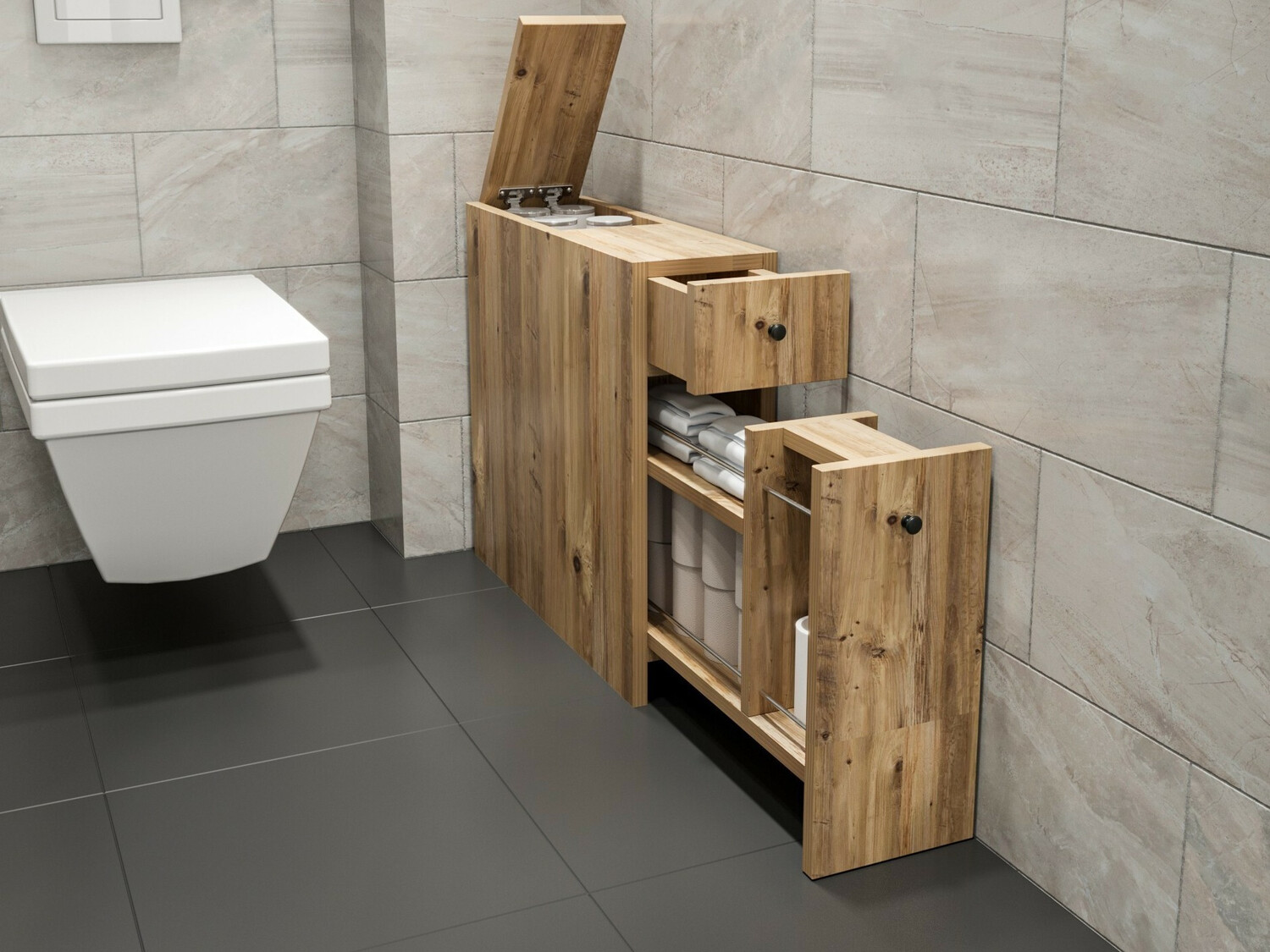 Samostojeći kupaonski ormarić Kailua 183 (Hrast)