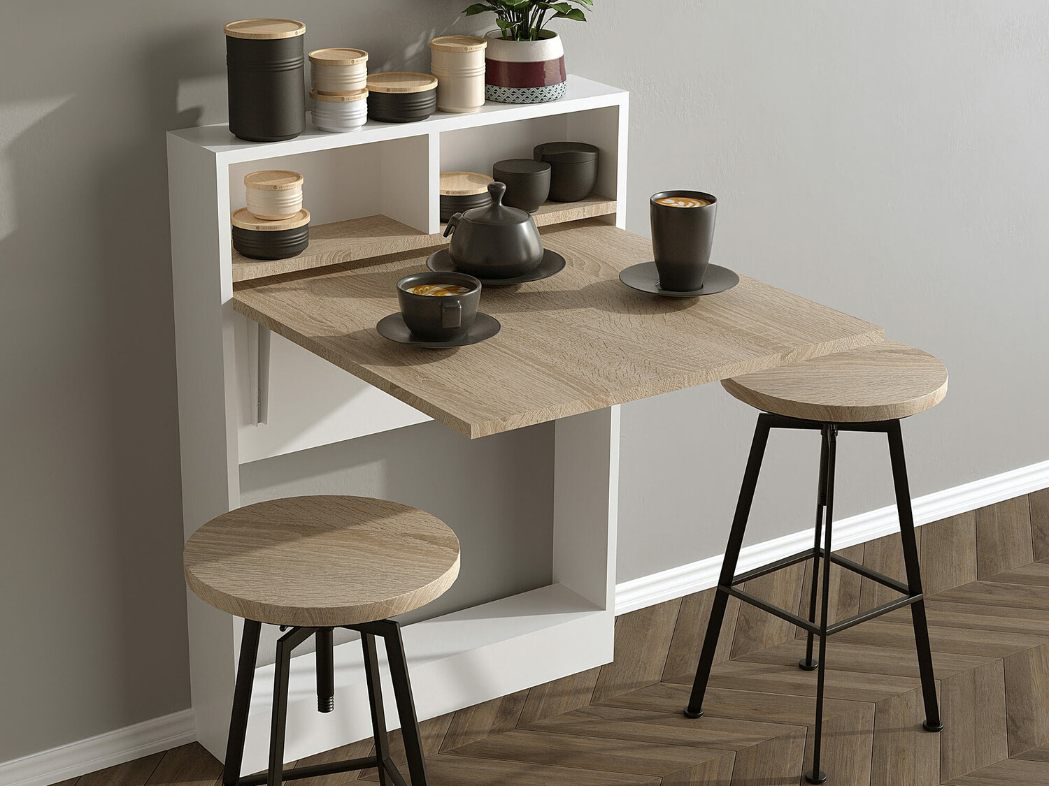 Sklopivi stol Kailua 187 (Bijela + Svijetlo smeđa)