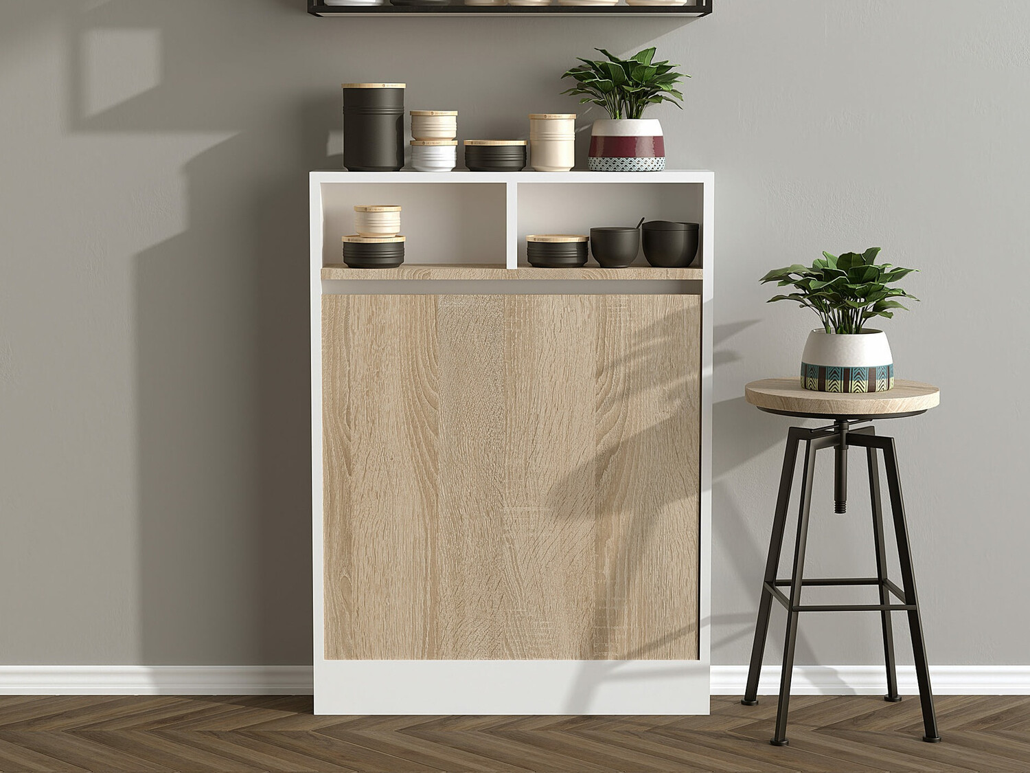 Sklopivi stol Kailua 187 (Bijela + Svijetlo smeđa)