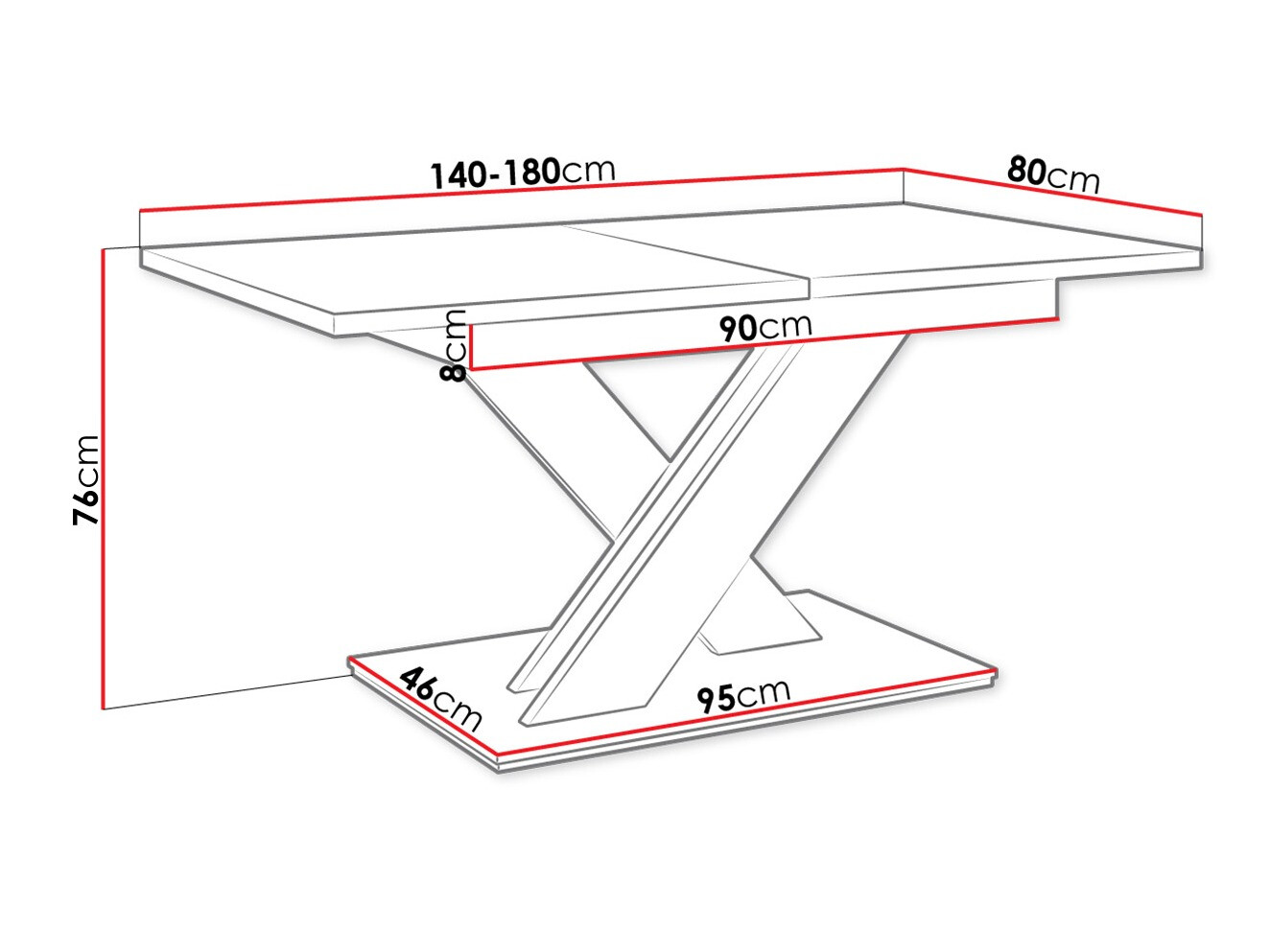 Stol Goodyear 103 (Bijela + Boja betona)