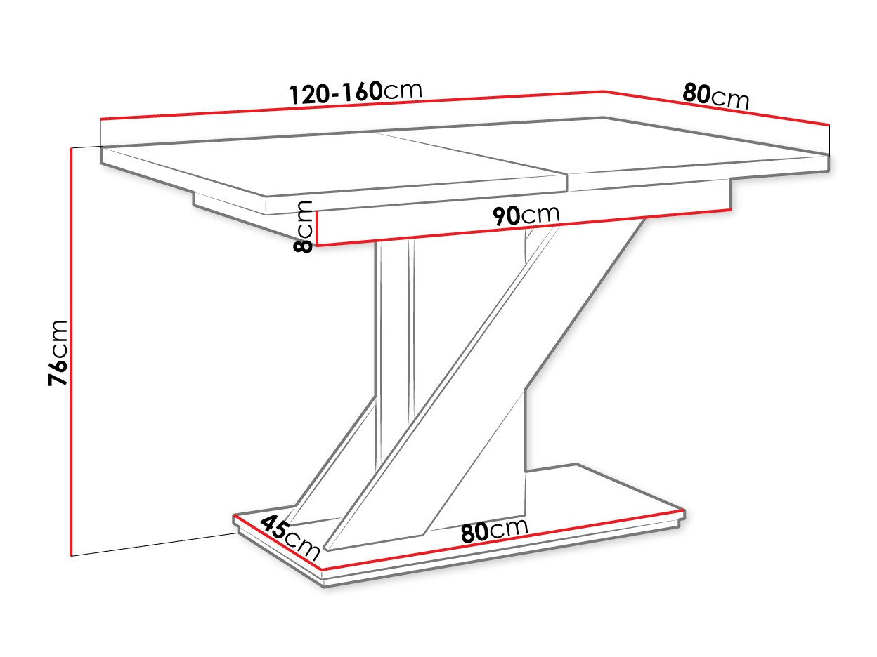 Stol Goodyear 105 (Sjajno bijela + Boja betona)