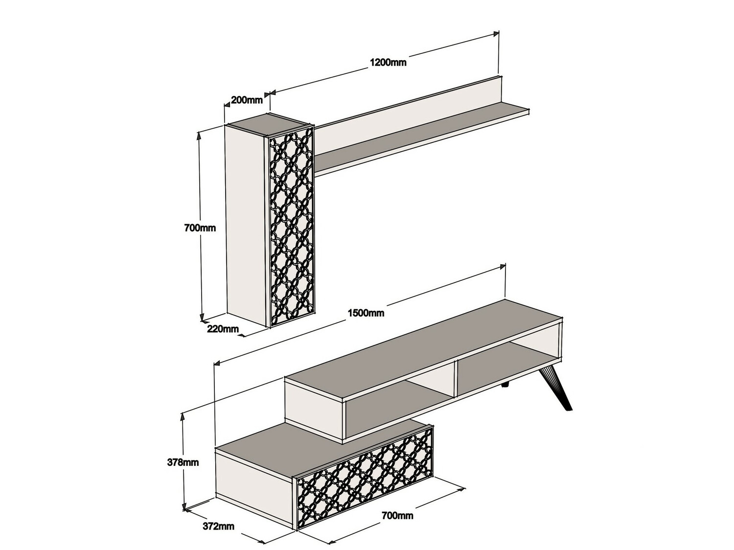Set za dnevni boravak Kailua 1561 (Orah + Bijela)