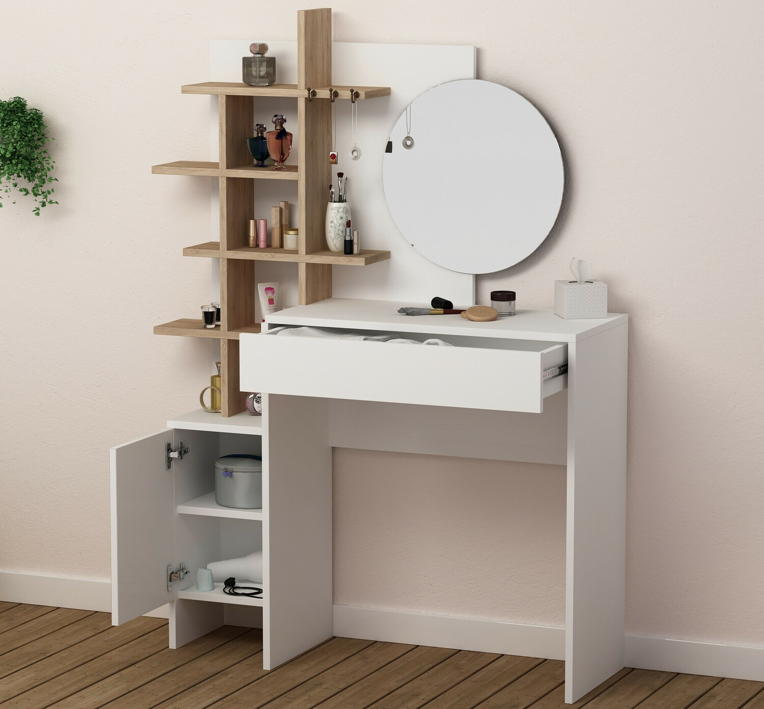 Toaletni stolić Kailua 220 (Bijela + Hrast)