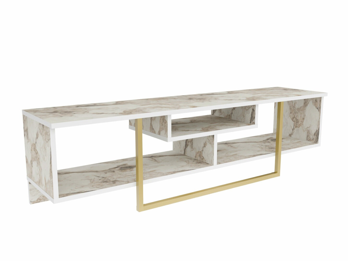 TV stol Kailua 245 (Bijeli mramor + Zlatno)