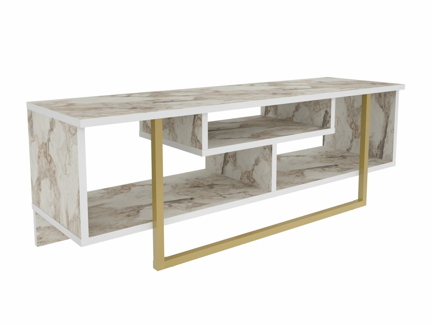 TV stol Kailua 246 (Bijeli mramor + Zlatna)