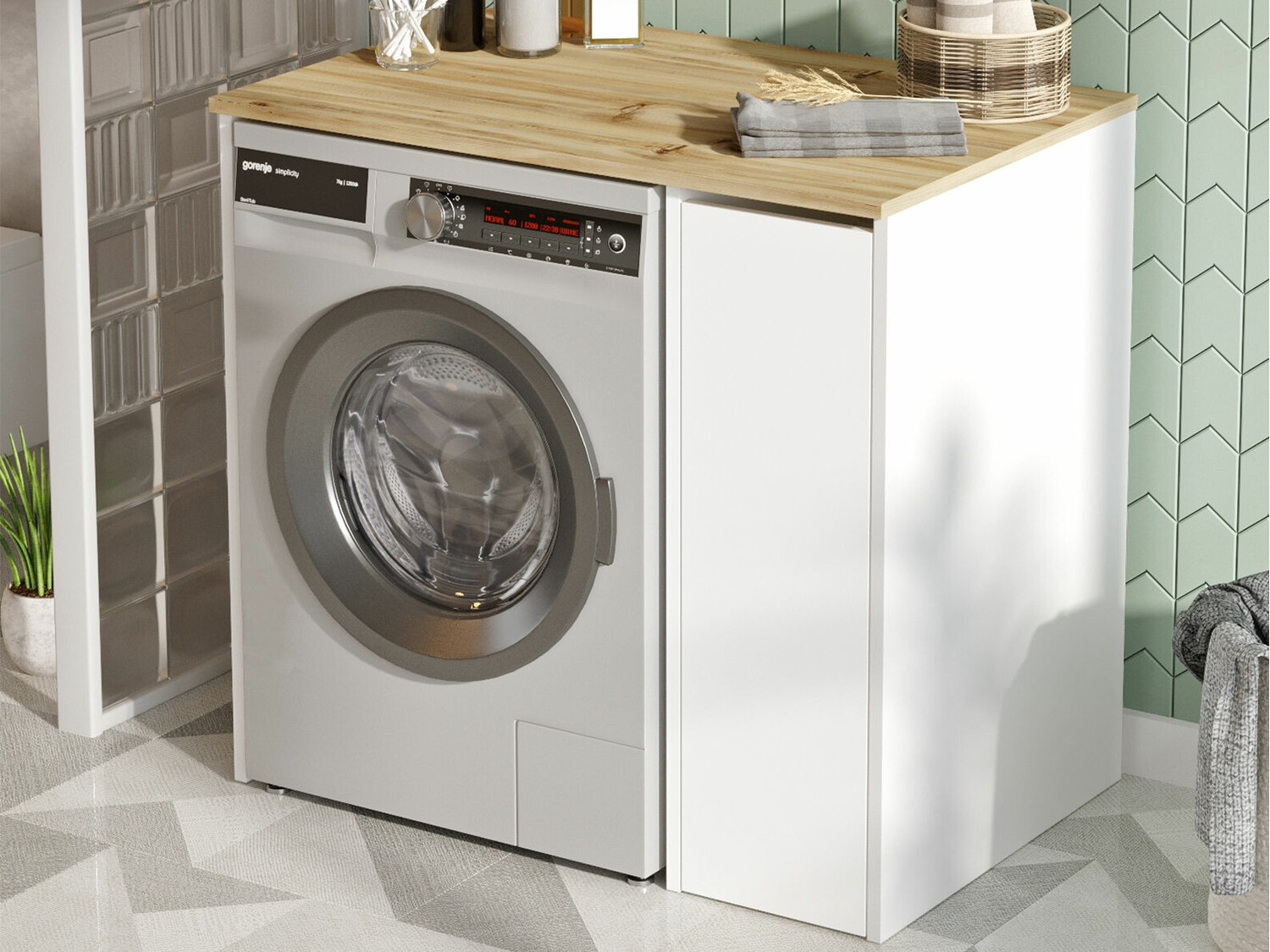 Kupaonska polica Kailua 339 (Bijela + Hrast)