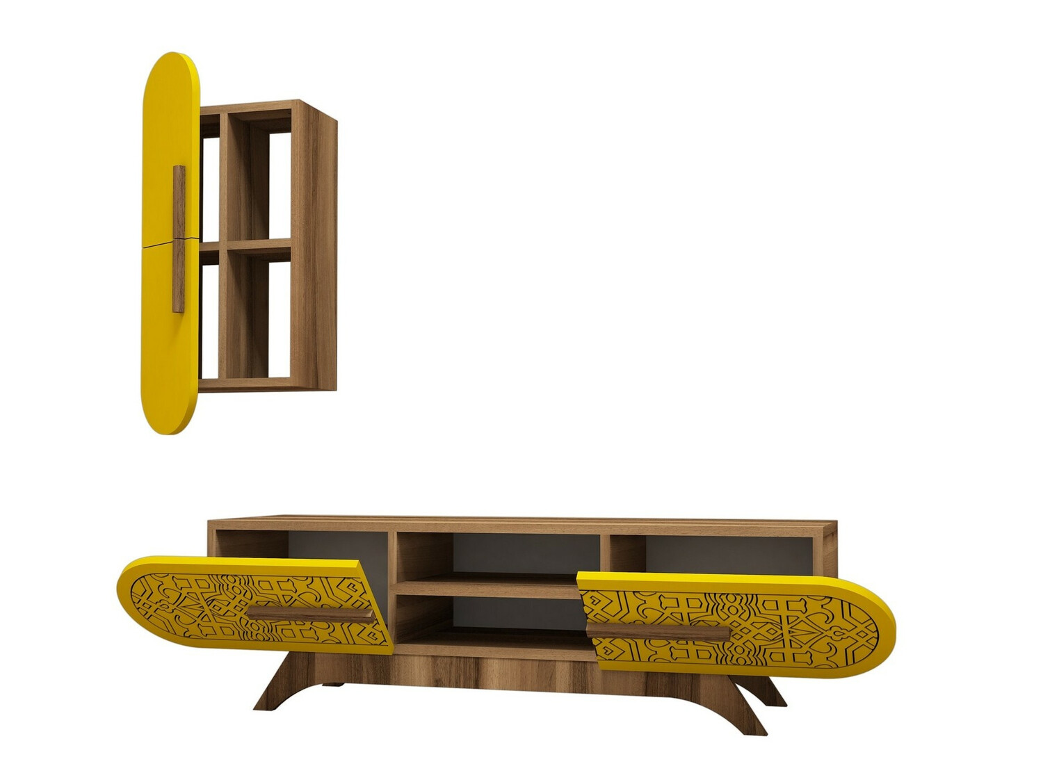 Set za dnevni boravak Kailua 1574 (Orah + Žuta)