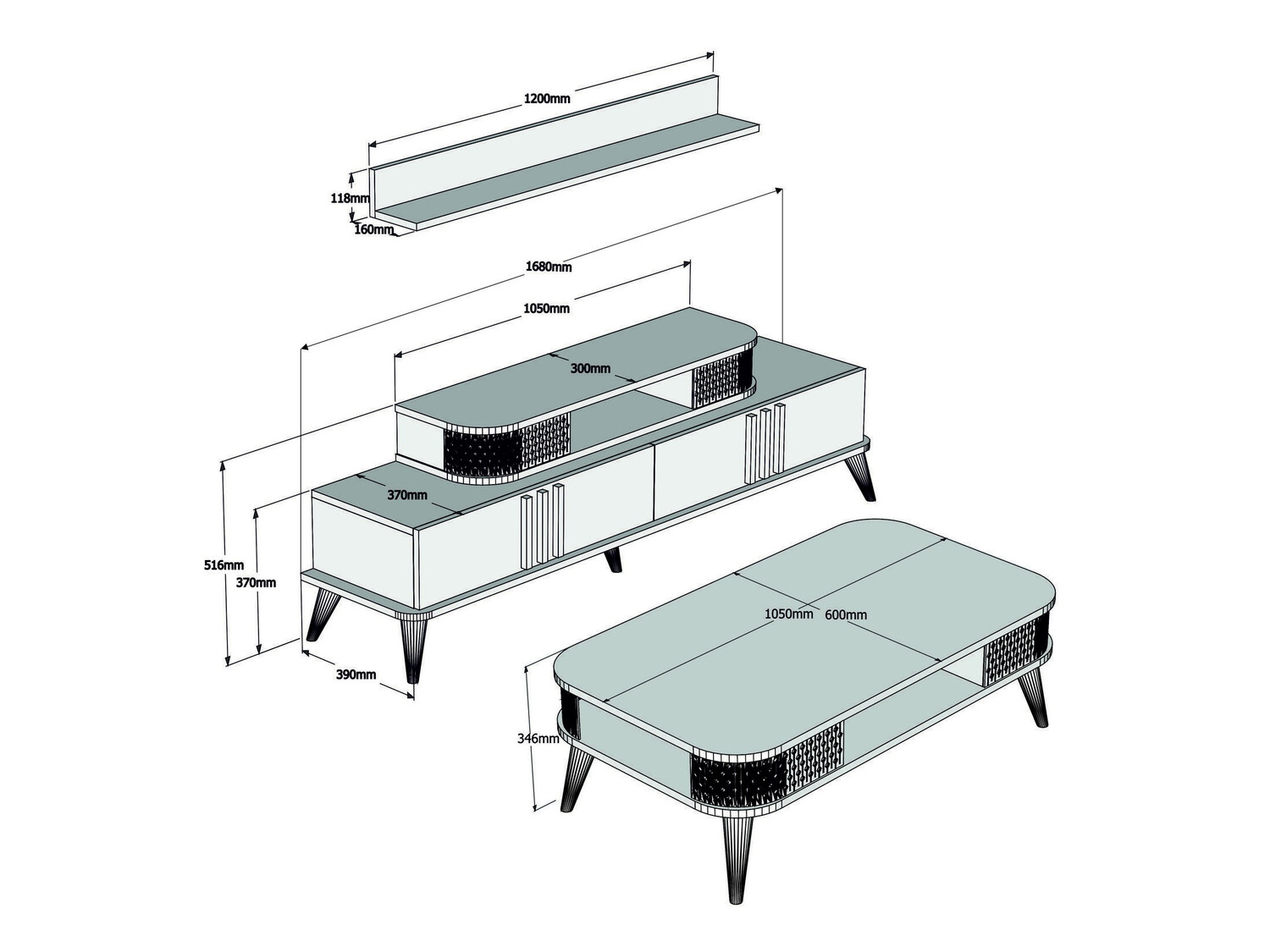 Set za dnevni boravak Kailua 385 (Krem)