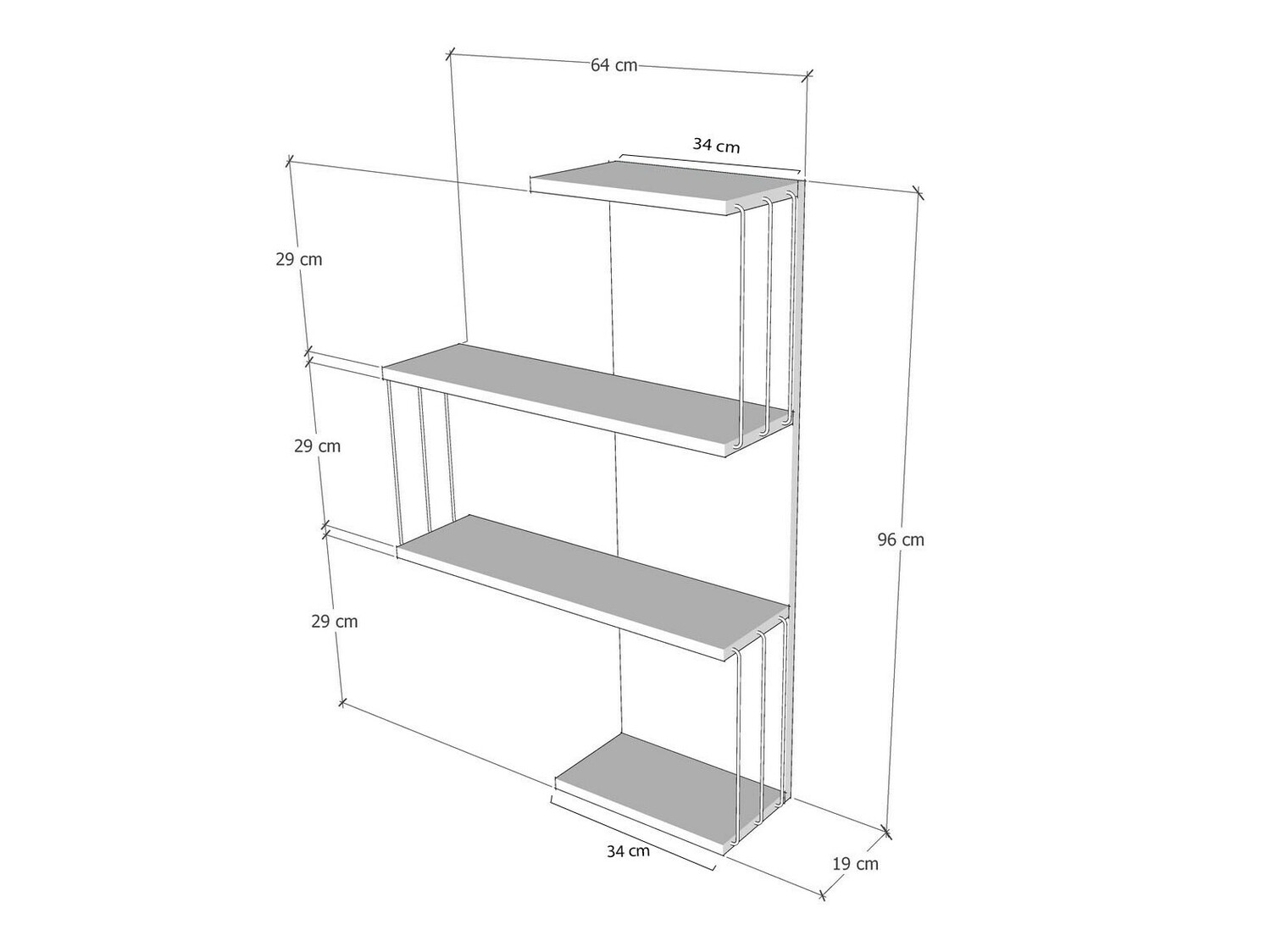 Zidna polica Kailua 406 (Smeđa + Bijela)