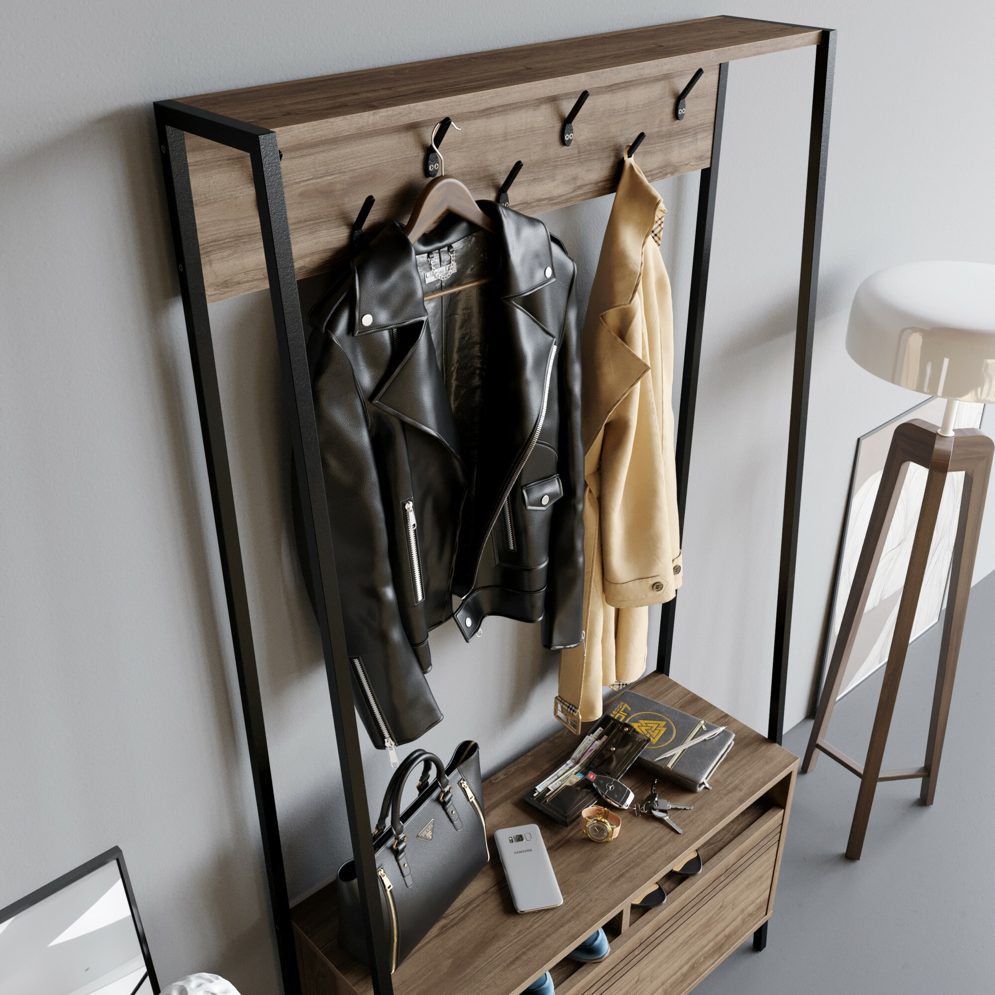 Set za hodnik Kailua 462 (Crna + Orah)