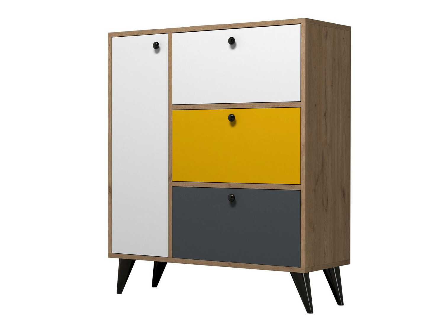 Polica za cipele Kailua 540 (Bijela + Žuta + Antracit + Hrast)