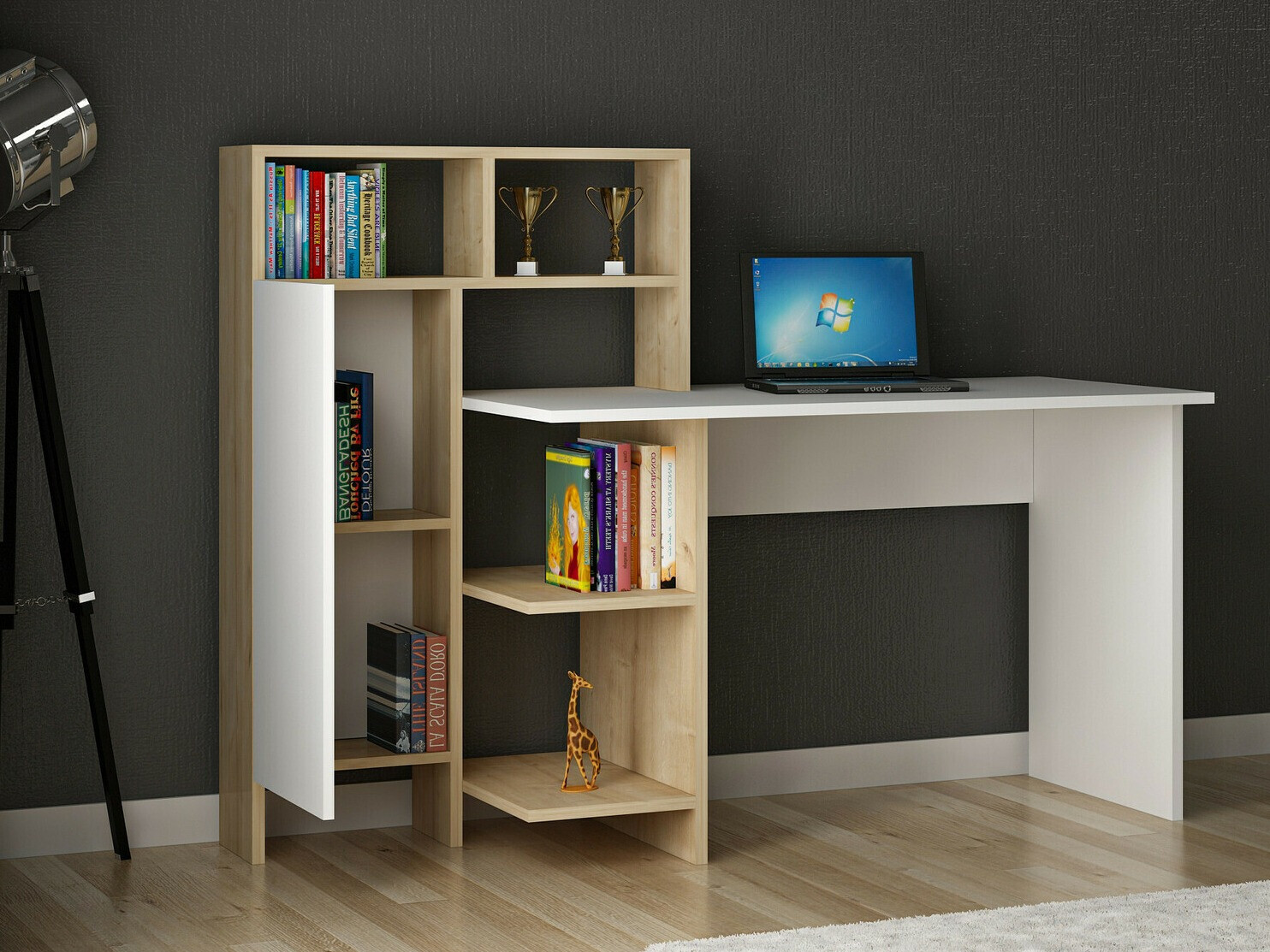 Uredski stol Kailua 594 (Bijela + Hrast)