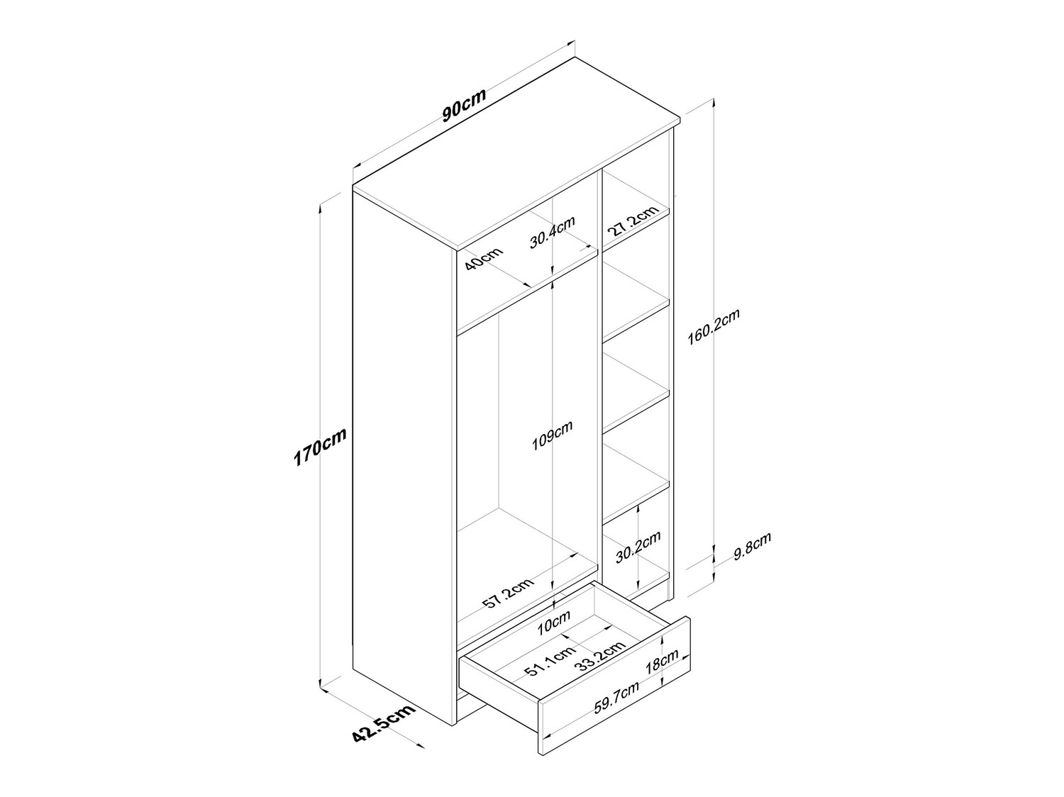 Ormar Kailua 661 (Bijela + Orah)