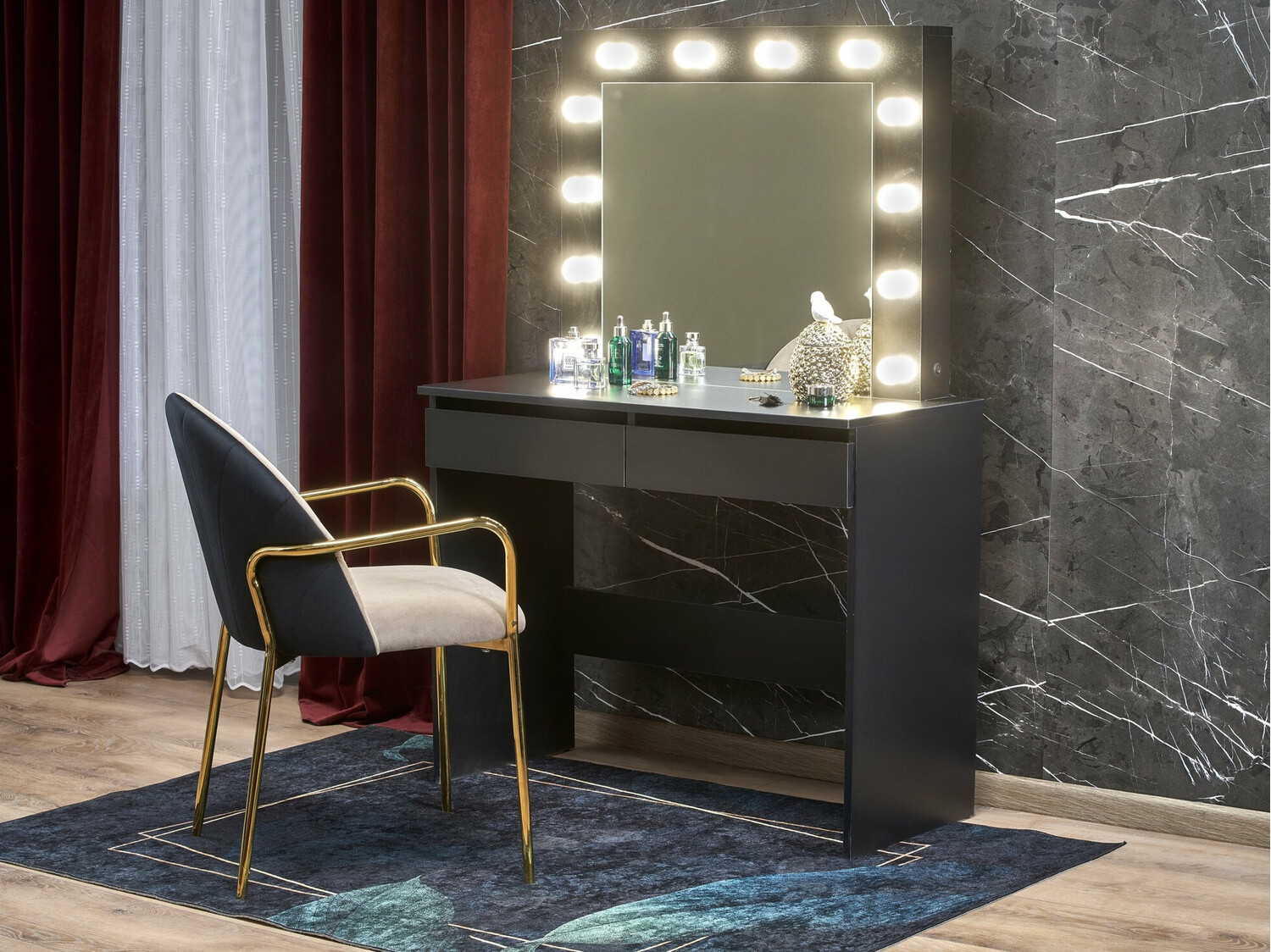 Toaletni stolić Houston Gaudium (Crna)