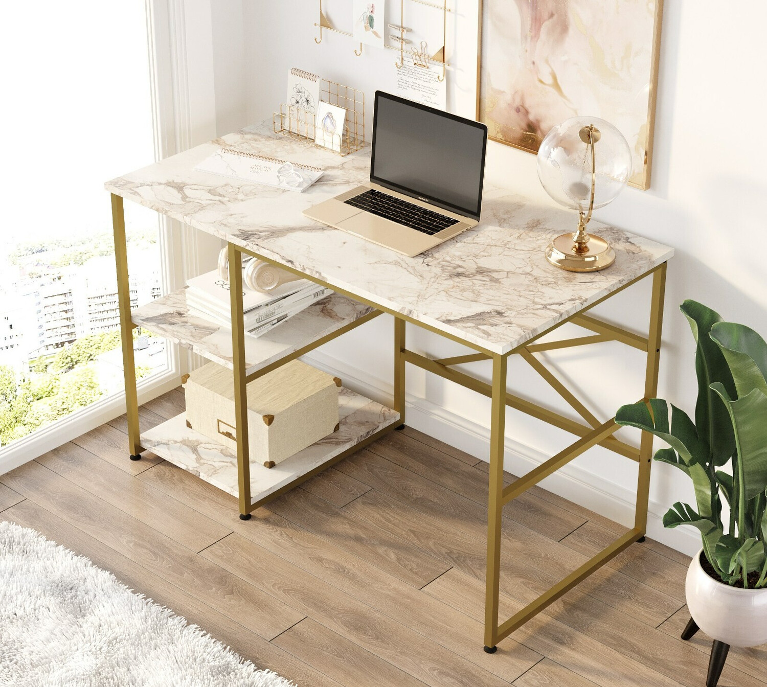 Uredski stol Kailua 668 (Zlatna + Bijeli mramor)