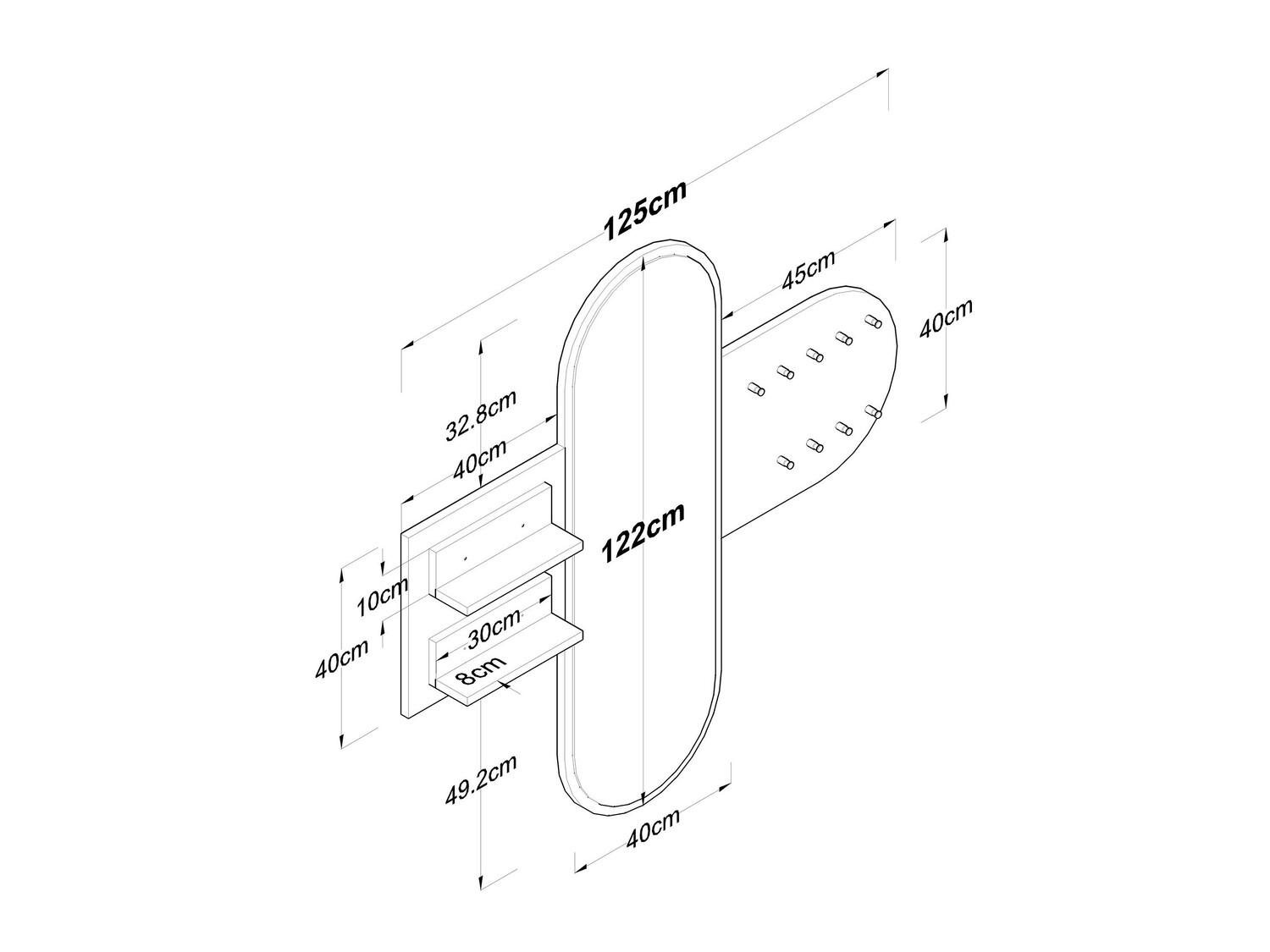 Vješalica Kailua 745 (Bijela + Orah)