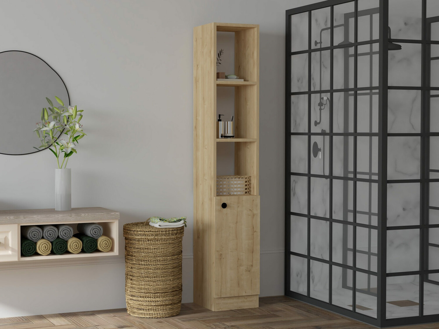 Samostojeći kupaonski ormarić Kailua 2599 (Svijetlo smeđa)