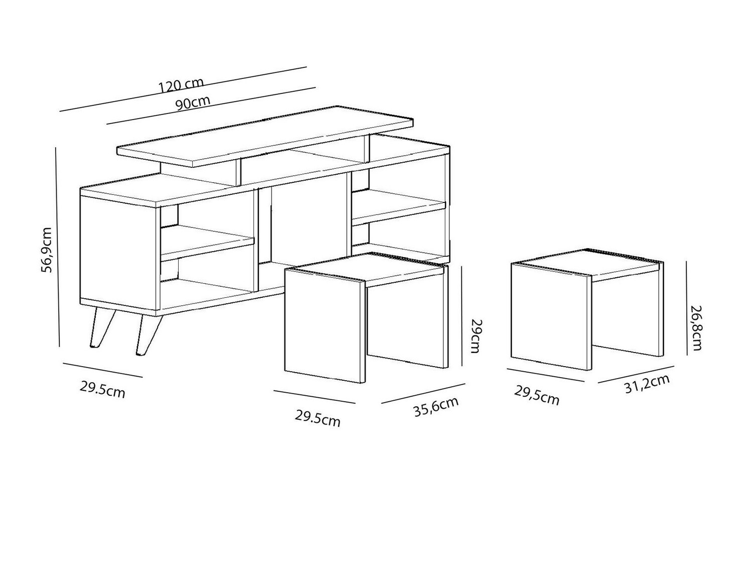 TV stol Kailua 816 (Bijela + Svijetlo drvo)