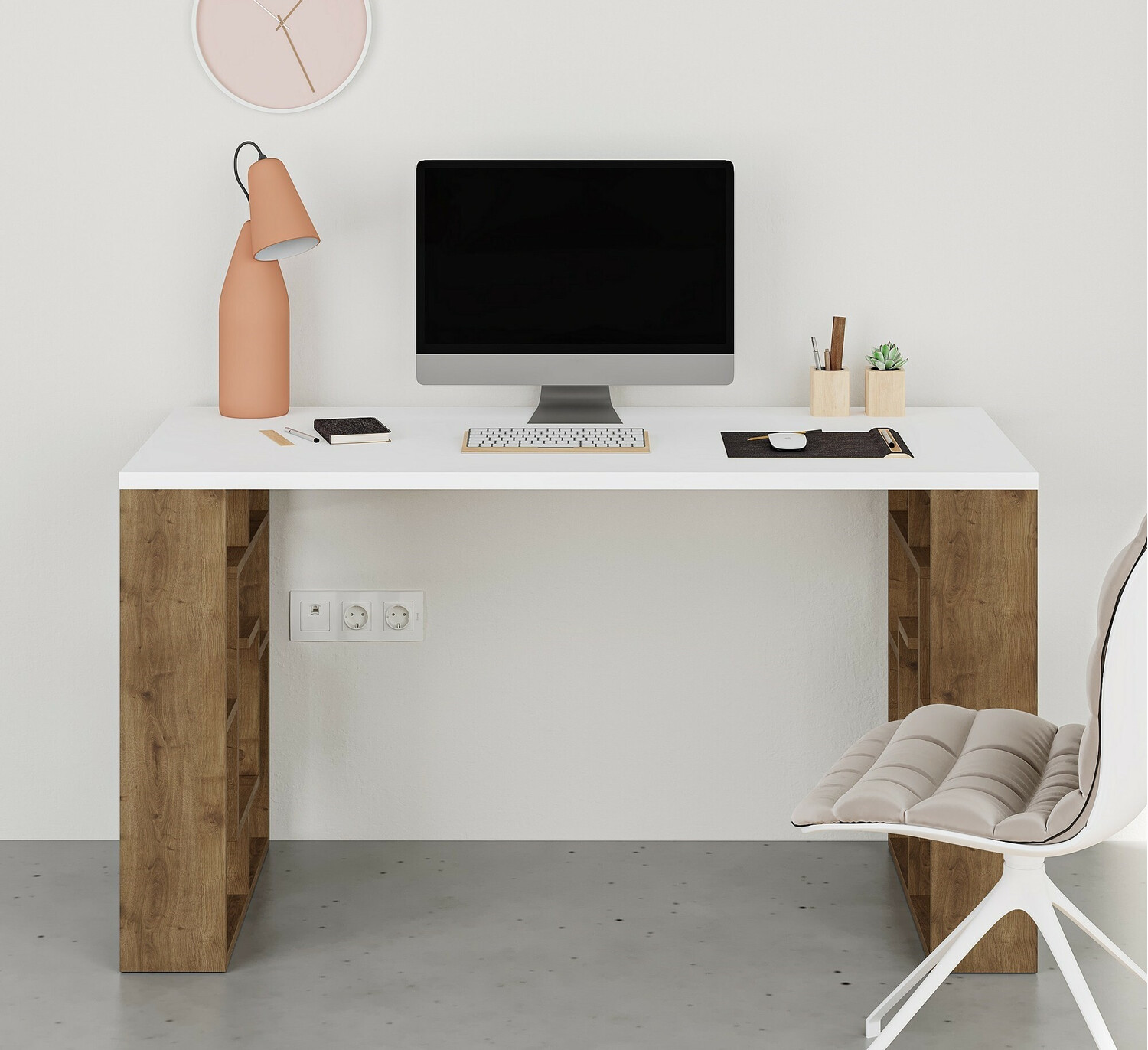 Uredski stol Kailua 813 (Bijela + Tamni hrast)