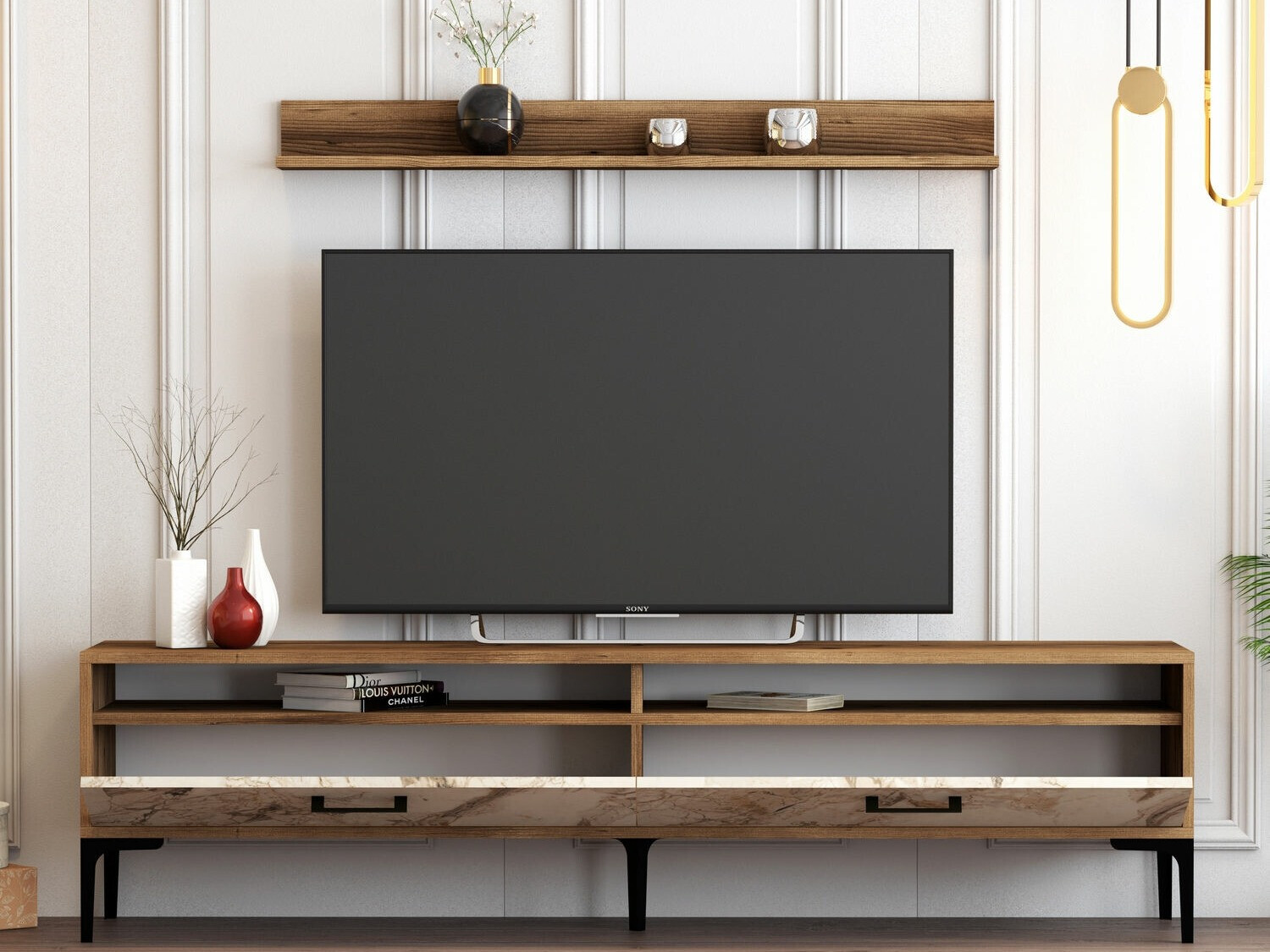 Set za dnevni boravak Kailua 857 (Orah + Bijeli mramor)