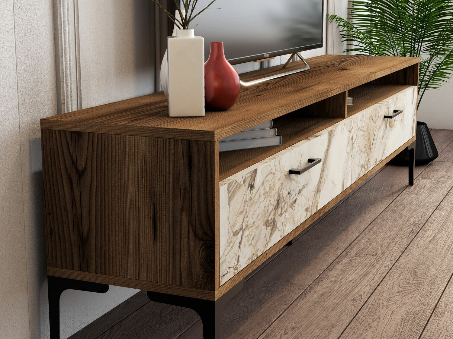 Set za dnevni boravak Kailua 857 (Orah + Bijeli mramor)