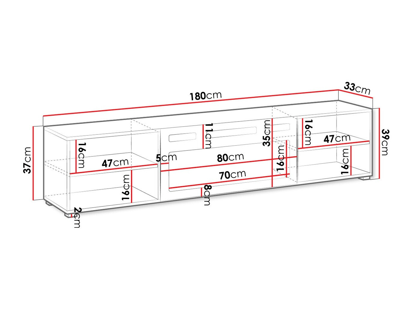 TV stol Charlotte 190 (Crna)