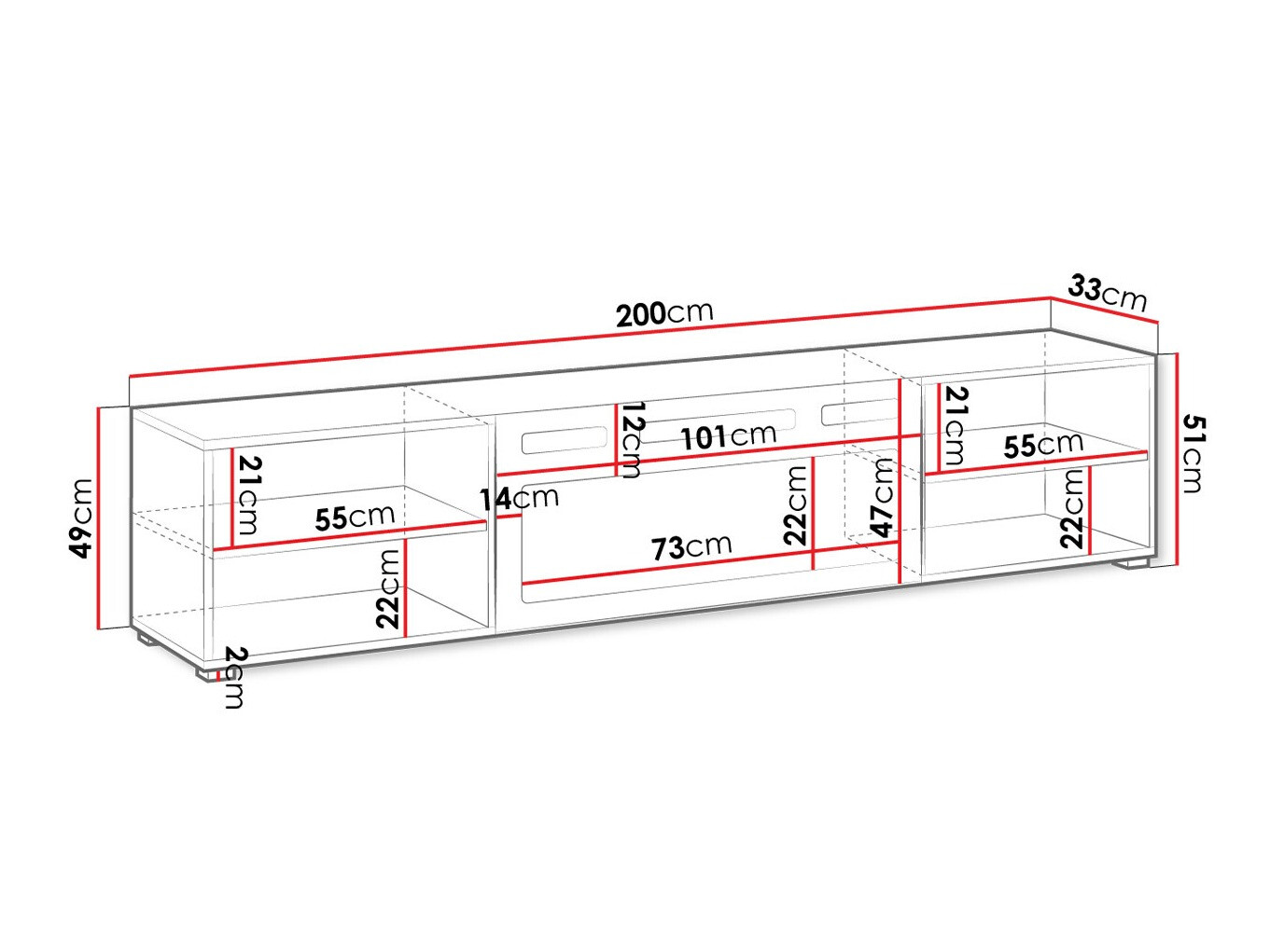TV stol Charlotte 191 (Bijela + Crna)