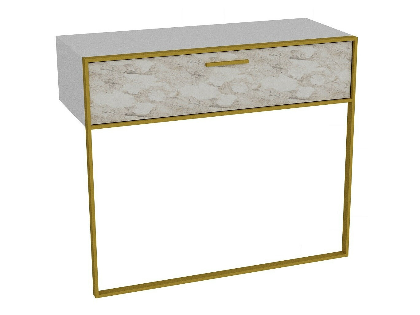 Konzolni stolić Kailua 907 (Bijela + Bijeli mramor)