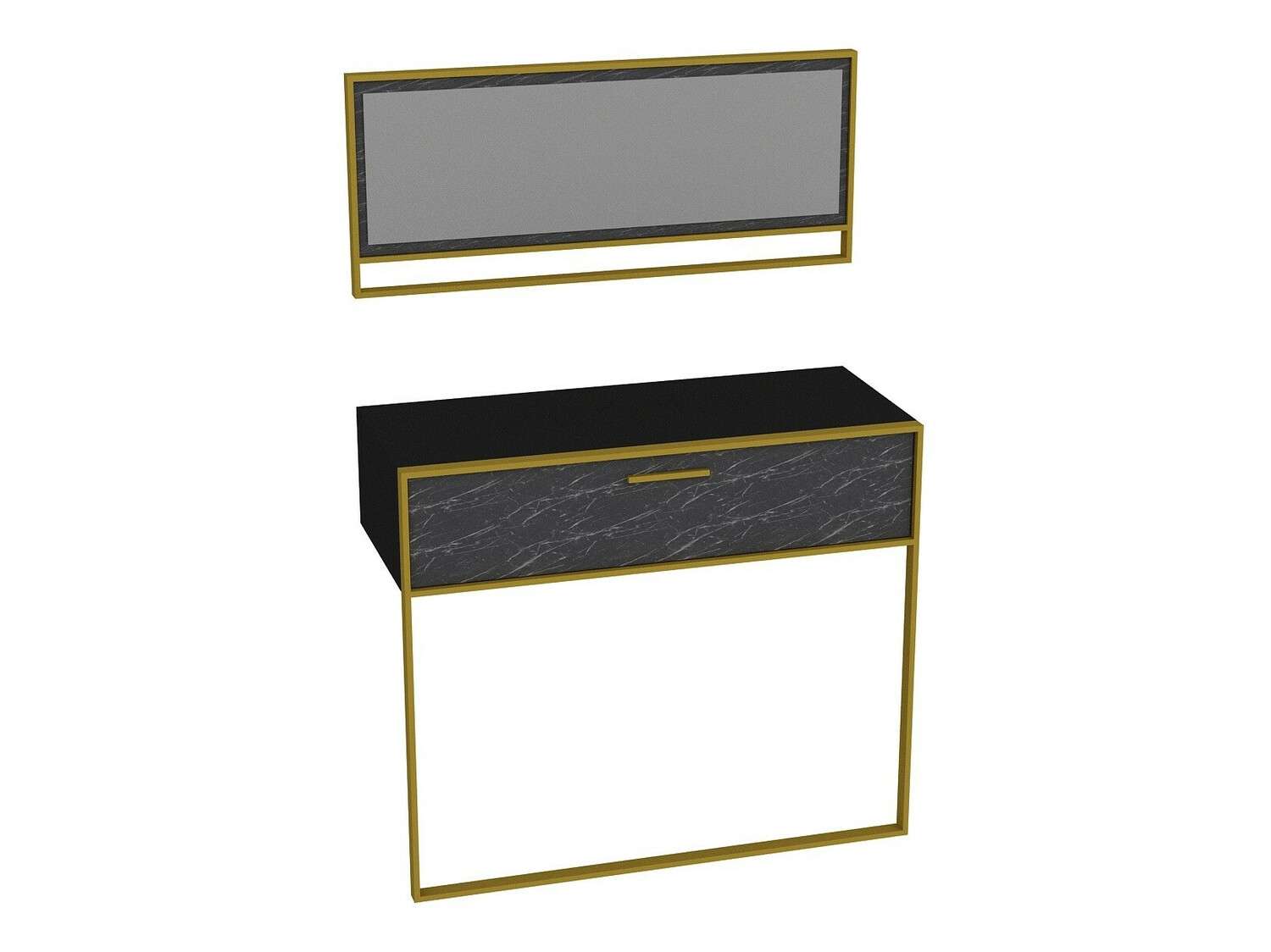 Konzolni stolić Kailua 907 (Crna + Crni mramor)