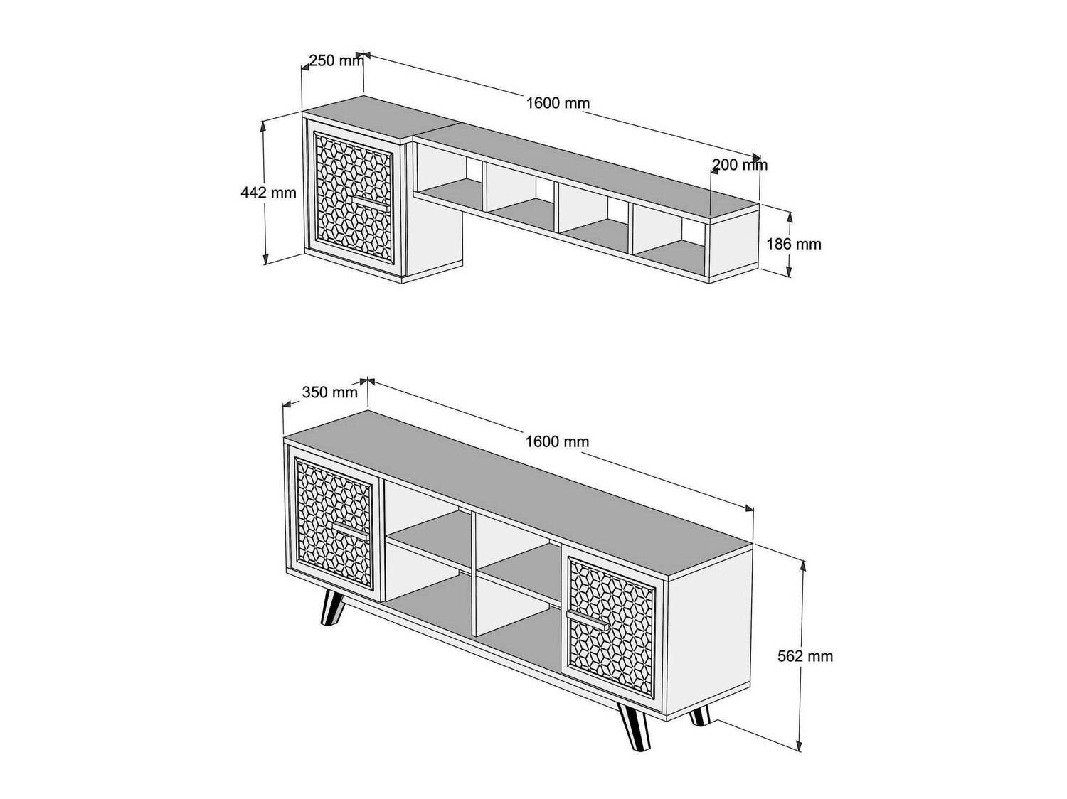 Set za dnevni boravak Kailua 1590 (Orah + Bijela)
