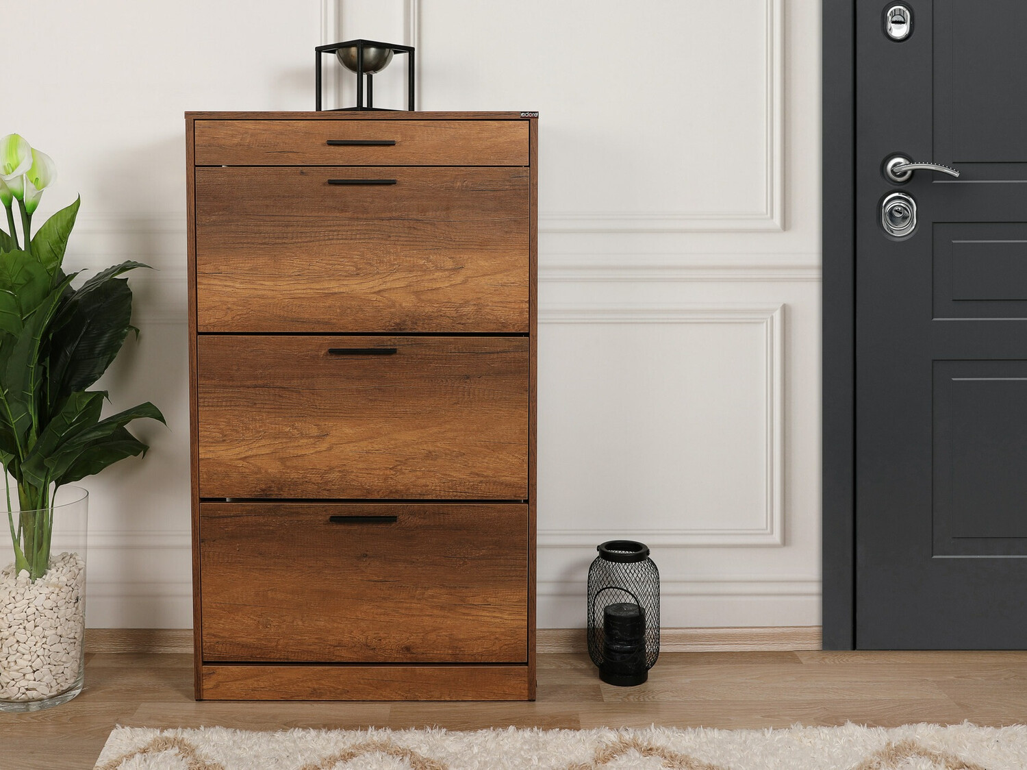 Ormarić za cipele Kailua 1033 (Crna + Orah)