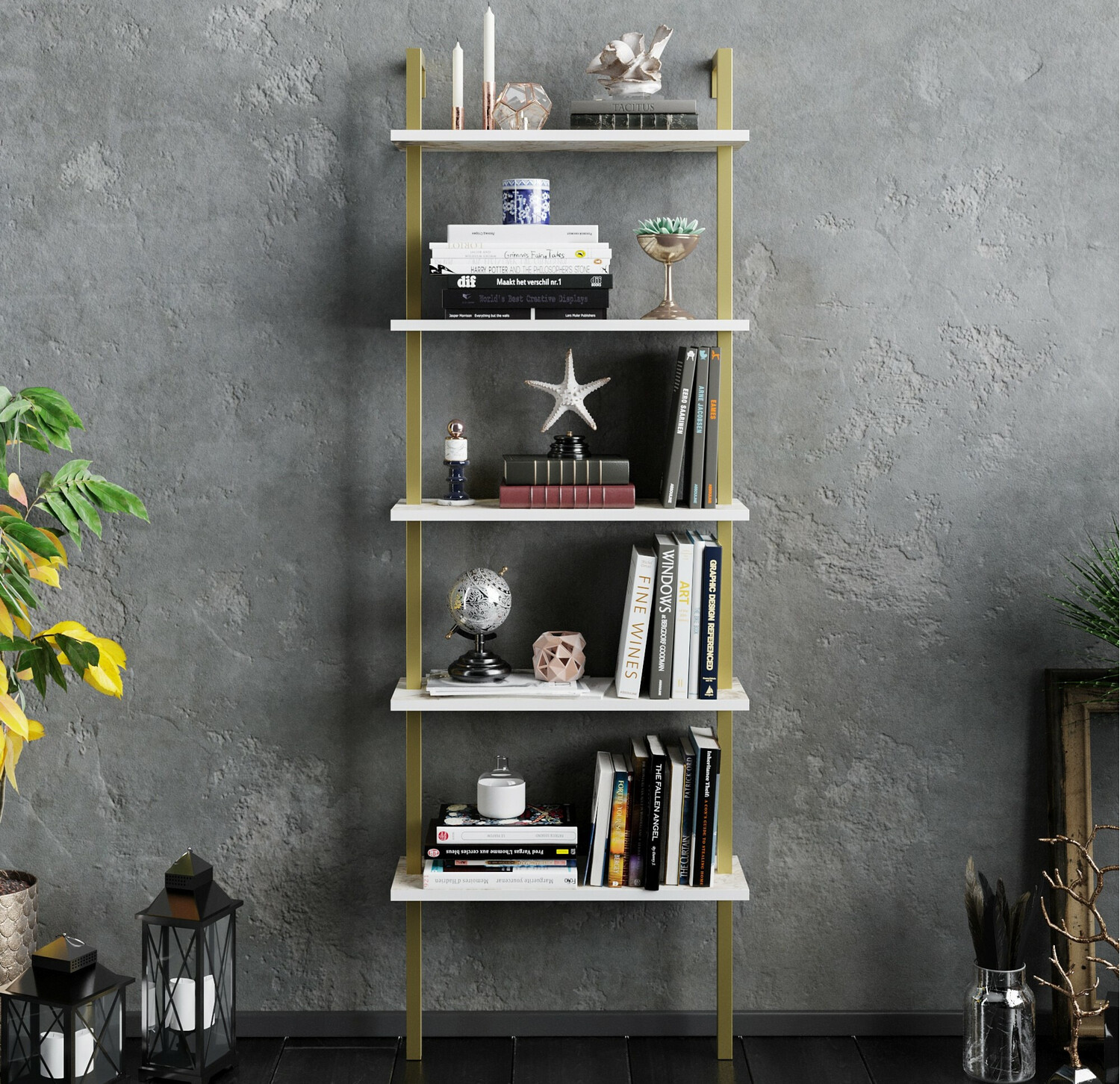 Polica Kailua 1027 (Bijela + Zlatna)