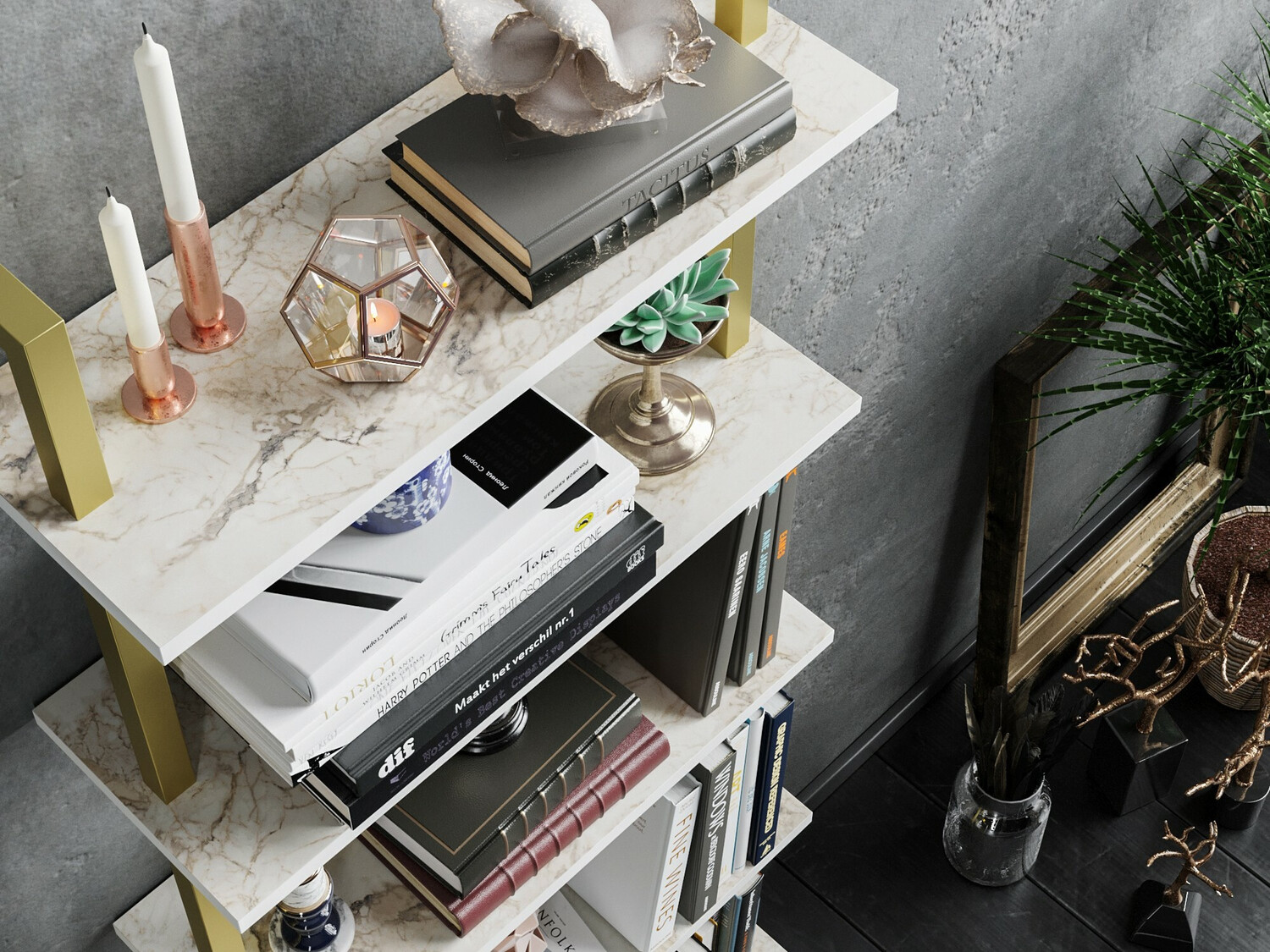 Polica Kailua 1027 (Bijela + Zlatna)