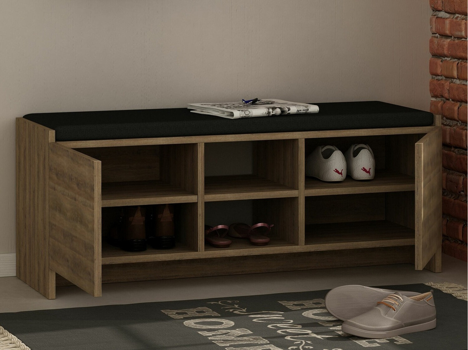 Polica za cipele Kailua 1047 (Tamni hrast)