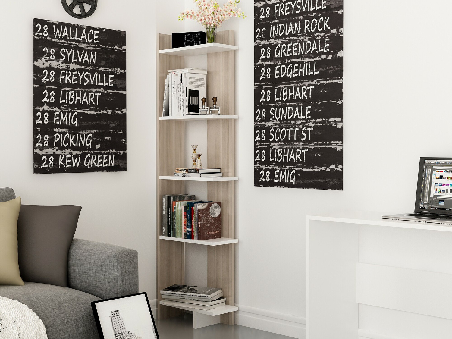 Polica Kailua 1074 (Svijetlo smeđa + Bijela)