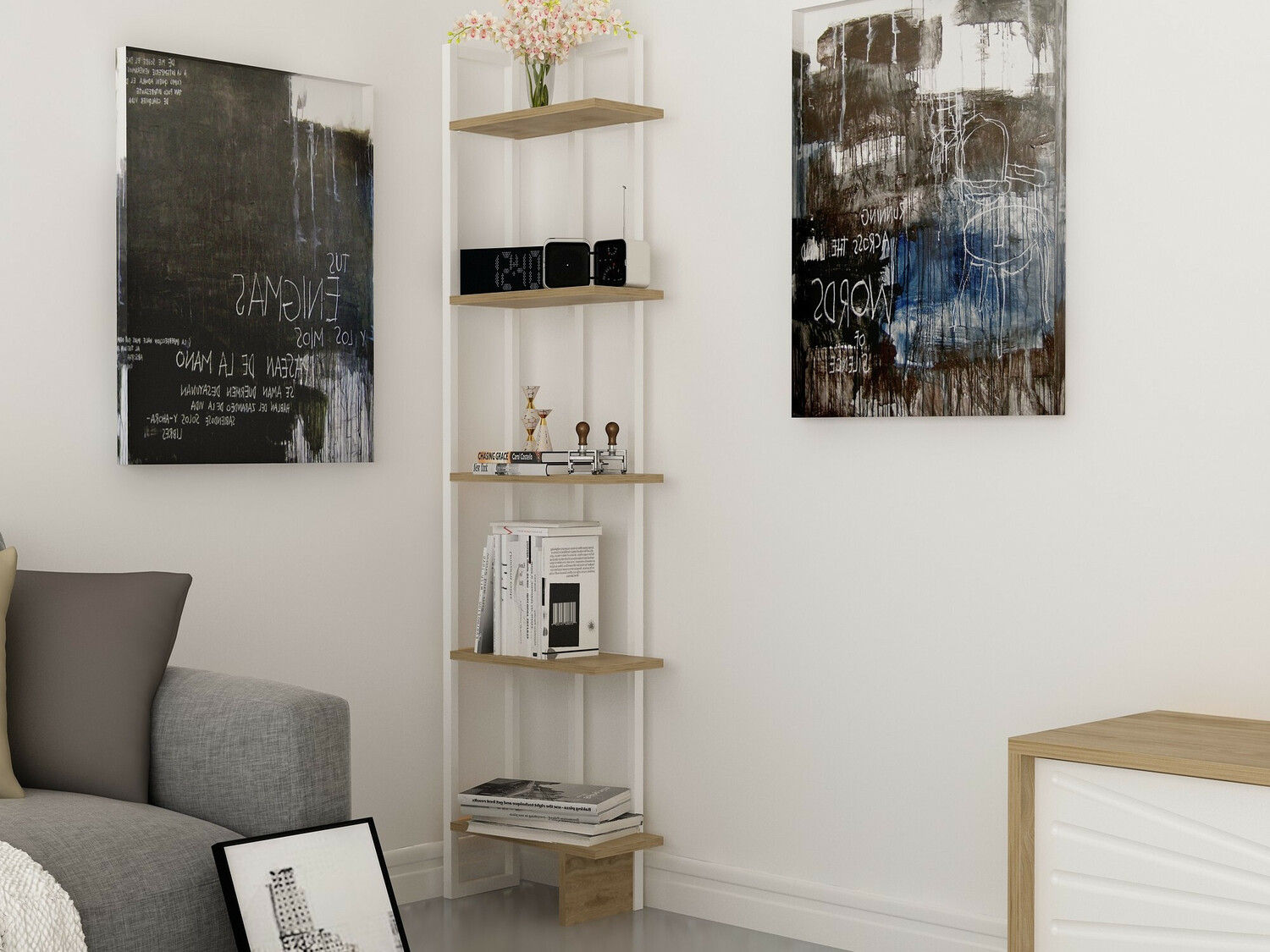 Polica Kailua 1078 (Hrast + Bijela)