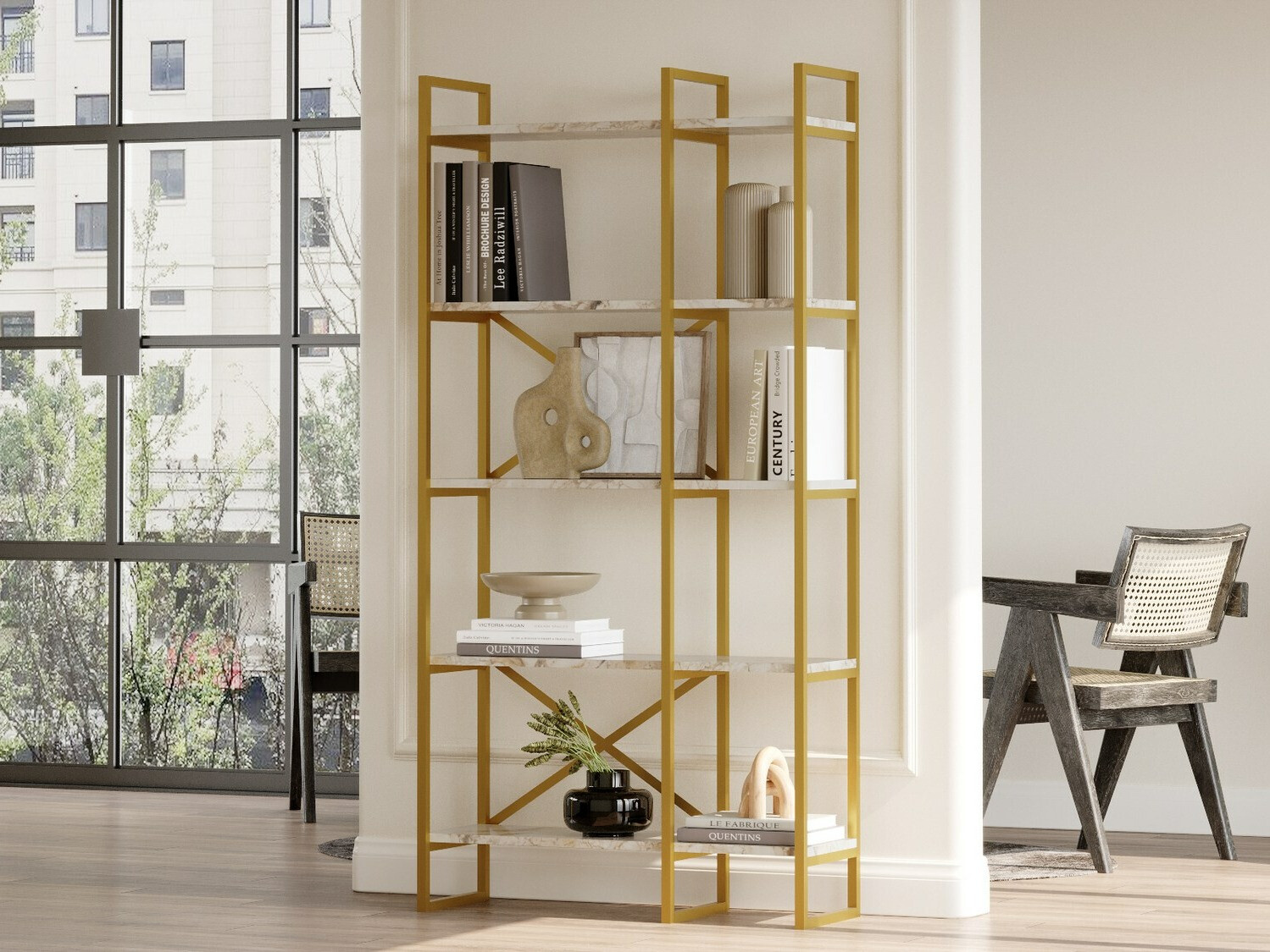 Polica Kailua 1082 (Bijeli mramor + Zlatna)