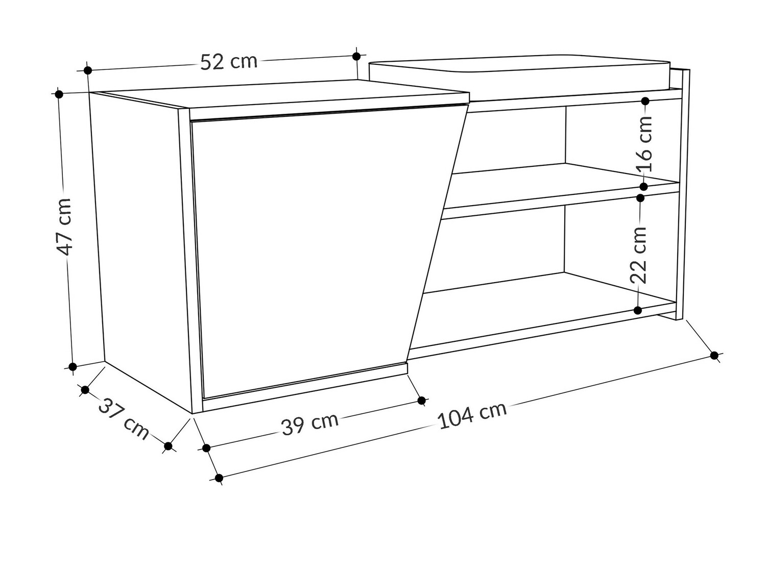 Polica za cipele Kailua 1081 (Bijela + Antracit)