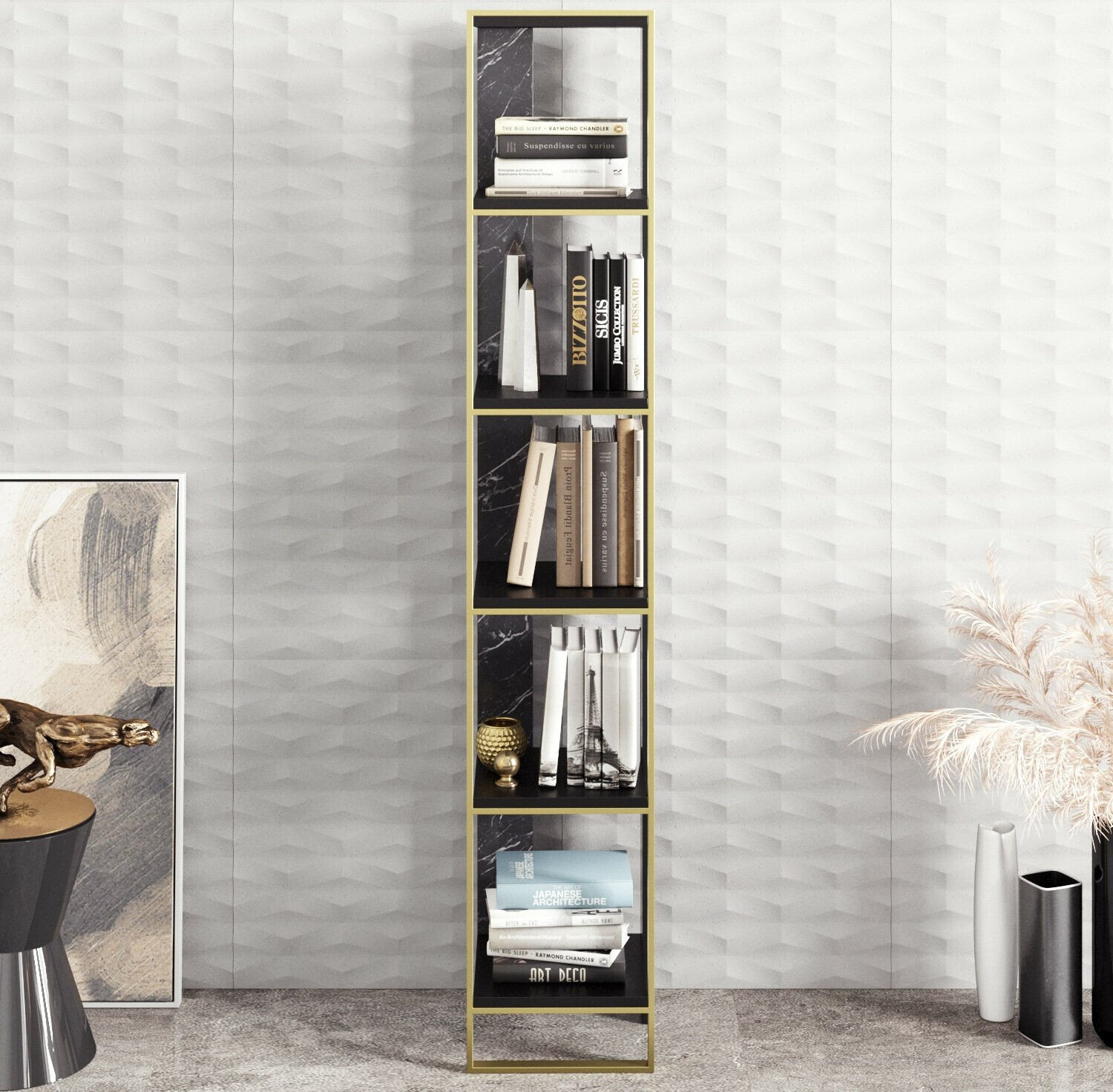 Polica Kailua 1092 (Crni mramor + Zlatna)