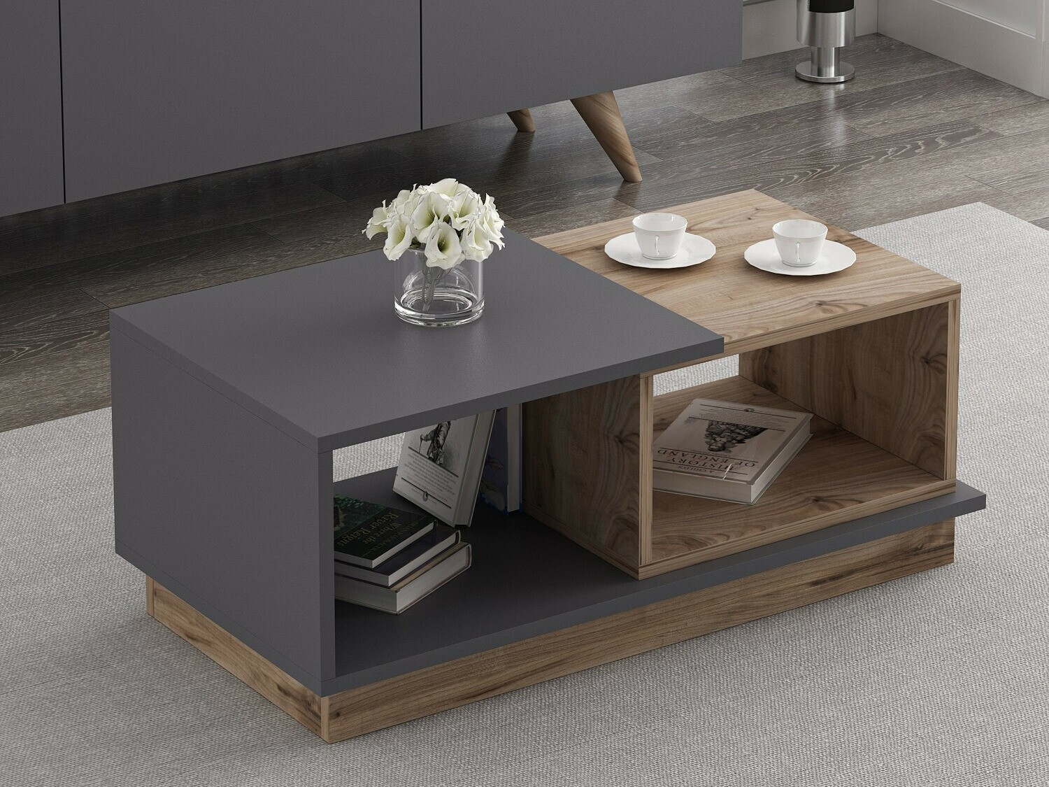 Stolić za kavu Kailua 2582 (Antracit + Hrast)