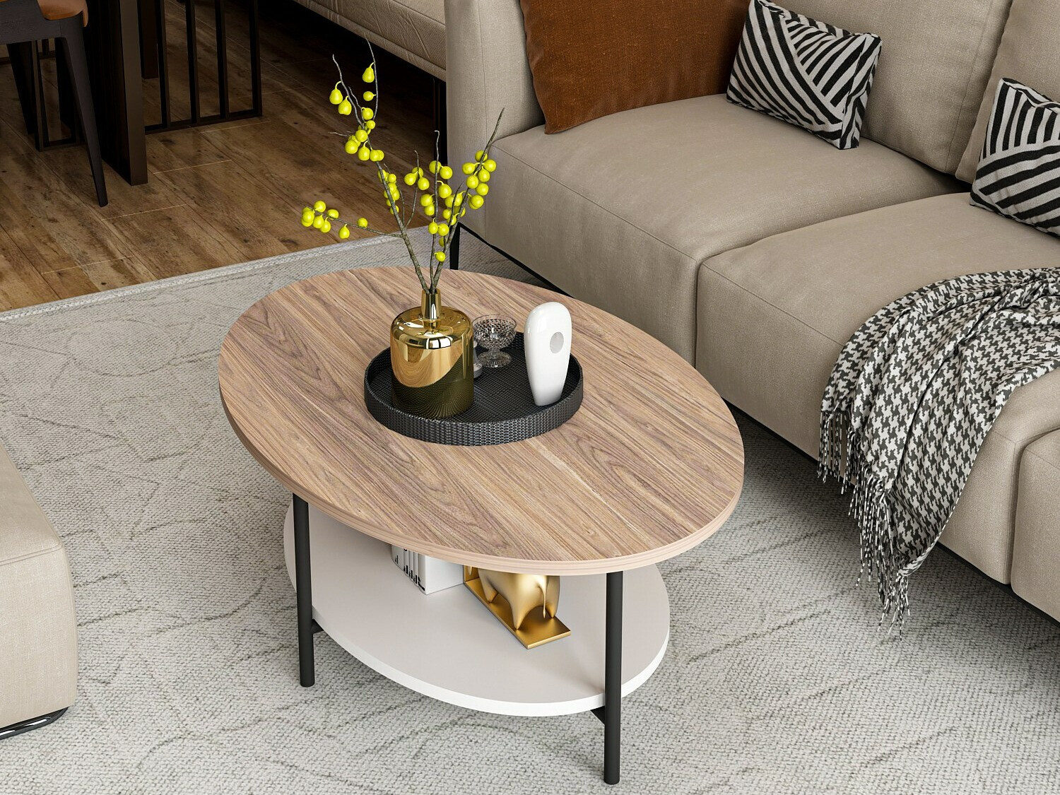 Stolić za kavu Kailua 2460 (Bijela + Hrast)