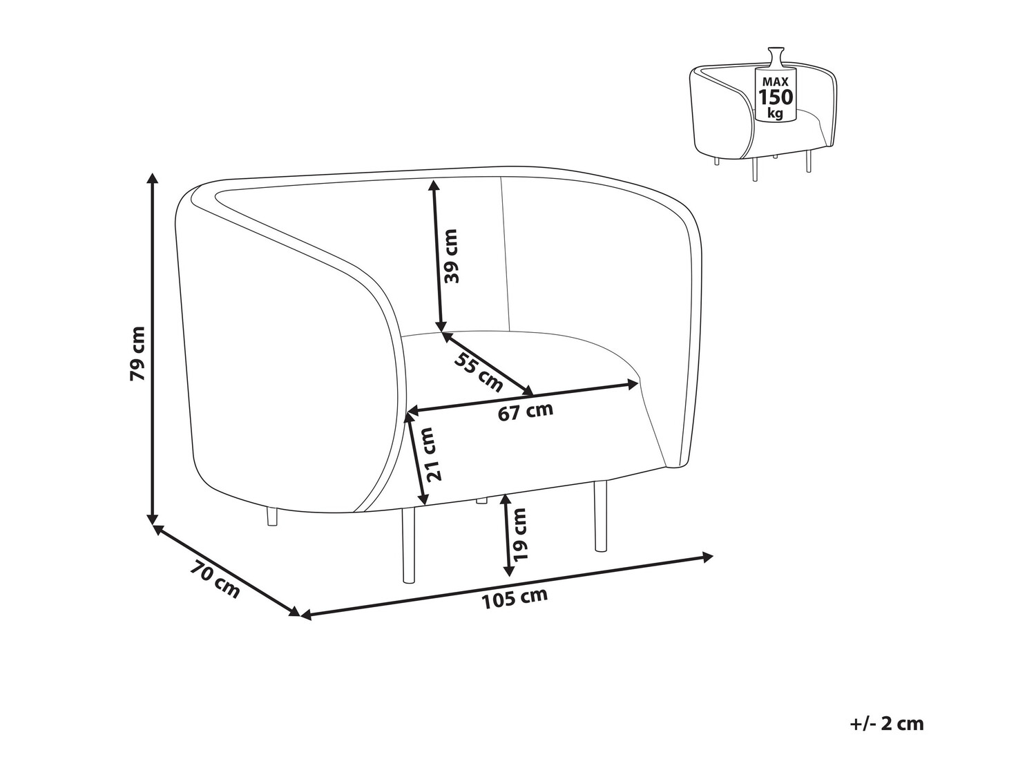 Fotelja Berwyn 2033 (Crna + Bež)
