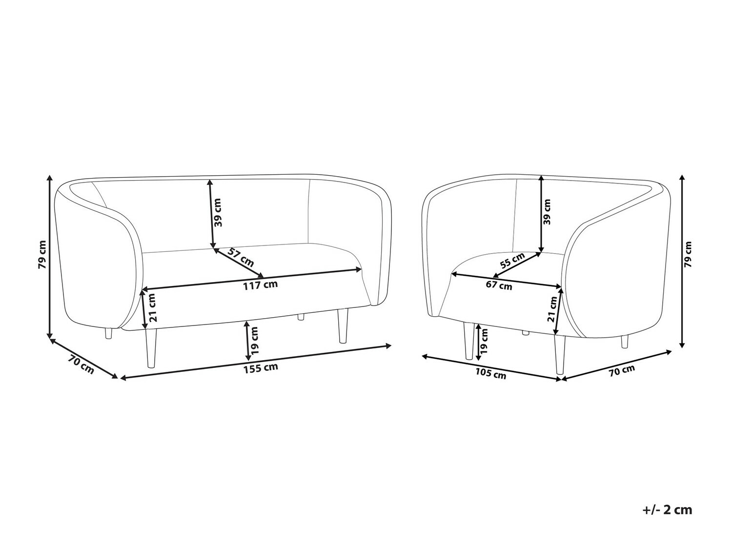 Tapecirani namještaj Berwyn 124 (Bež + Zlatna)