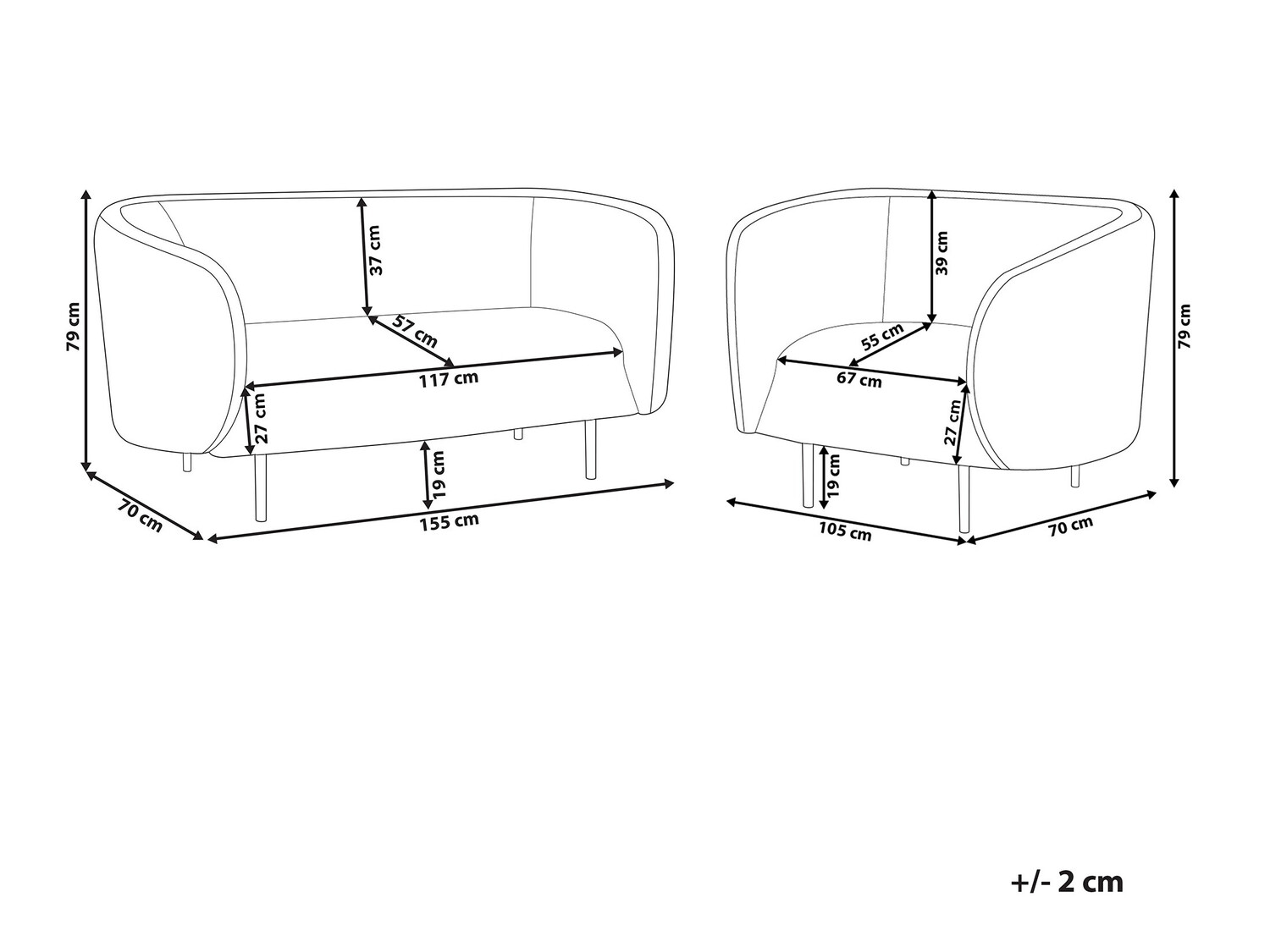Tapecirani namještaj Berwyn 124 (Crna + Zlatna)