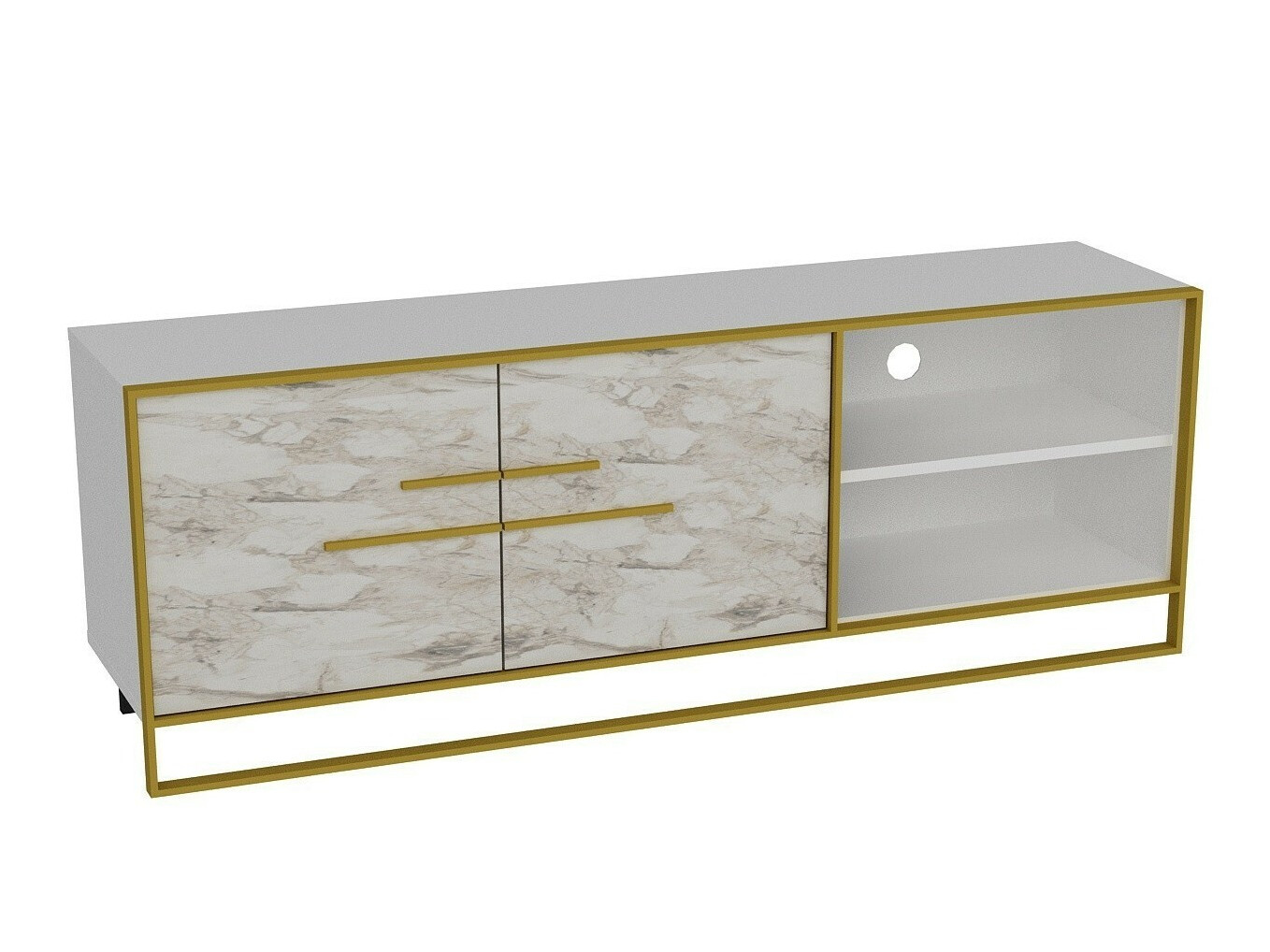 TV stol Kailua 1169 (Zlatna + Bijeli mramor)