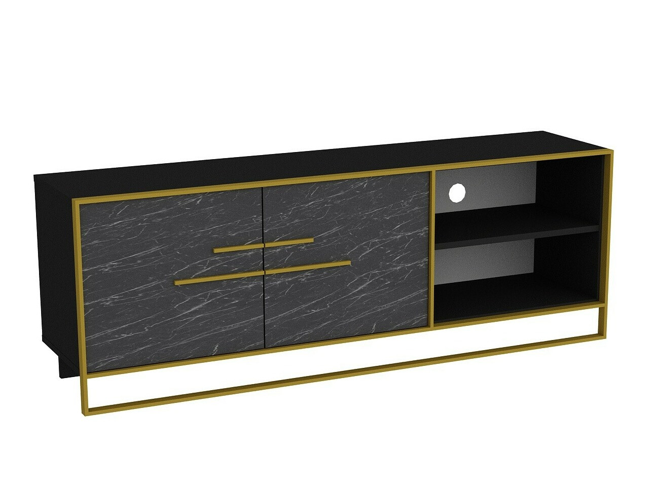 TV stol Kailua 1169 (Zlatna + Crni mramor)