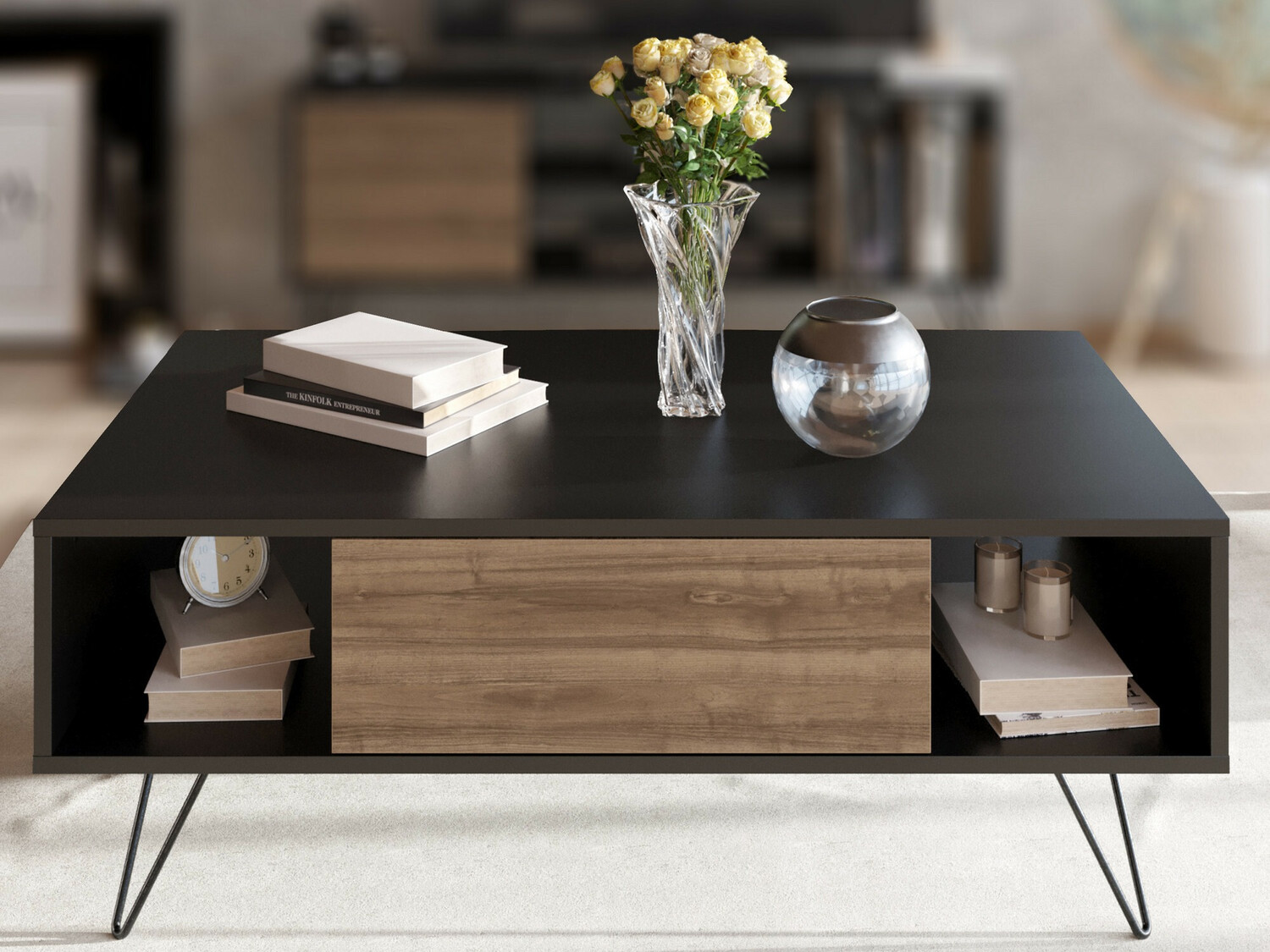 Stolić za kavu Kailua 1211 (Crna + Orah)