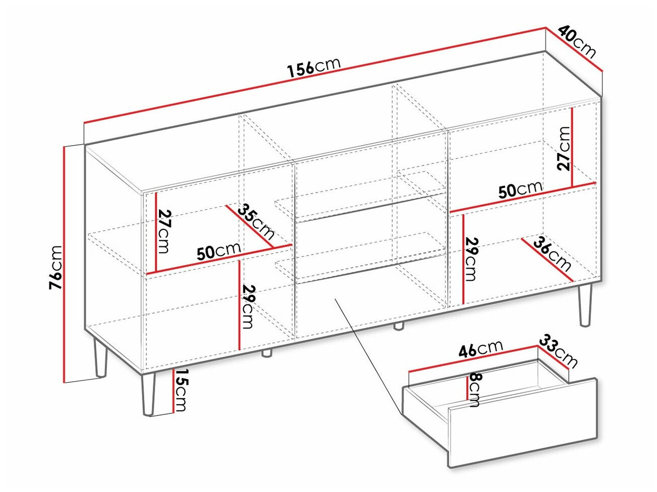 Komoda Comfivo Mavmono 101 (Crna)