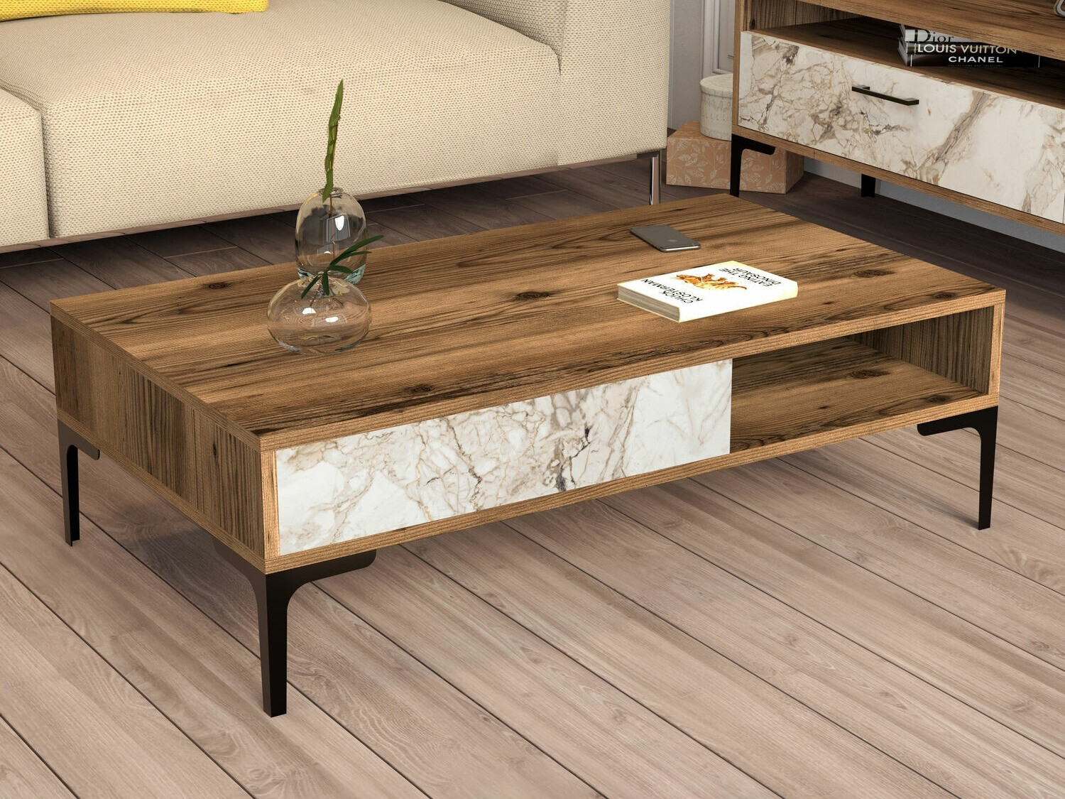 Stolić za kavu Kailua 1239 (Orah + Bijeli mramor)